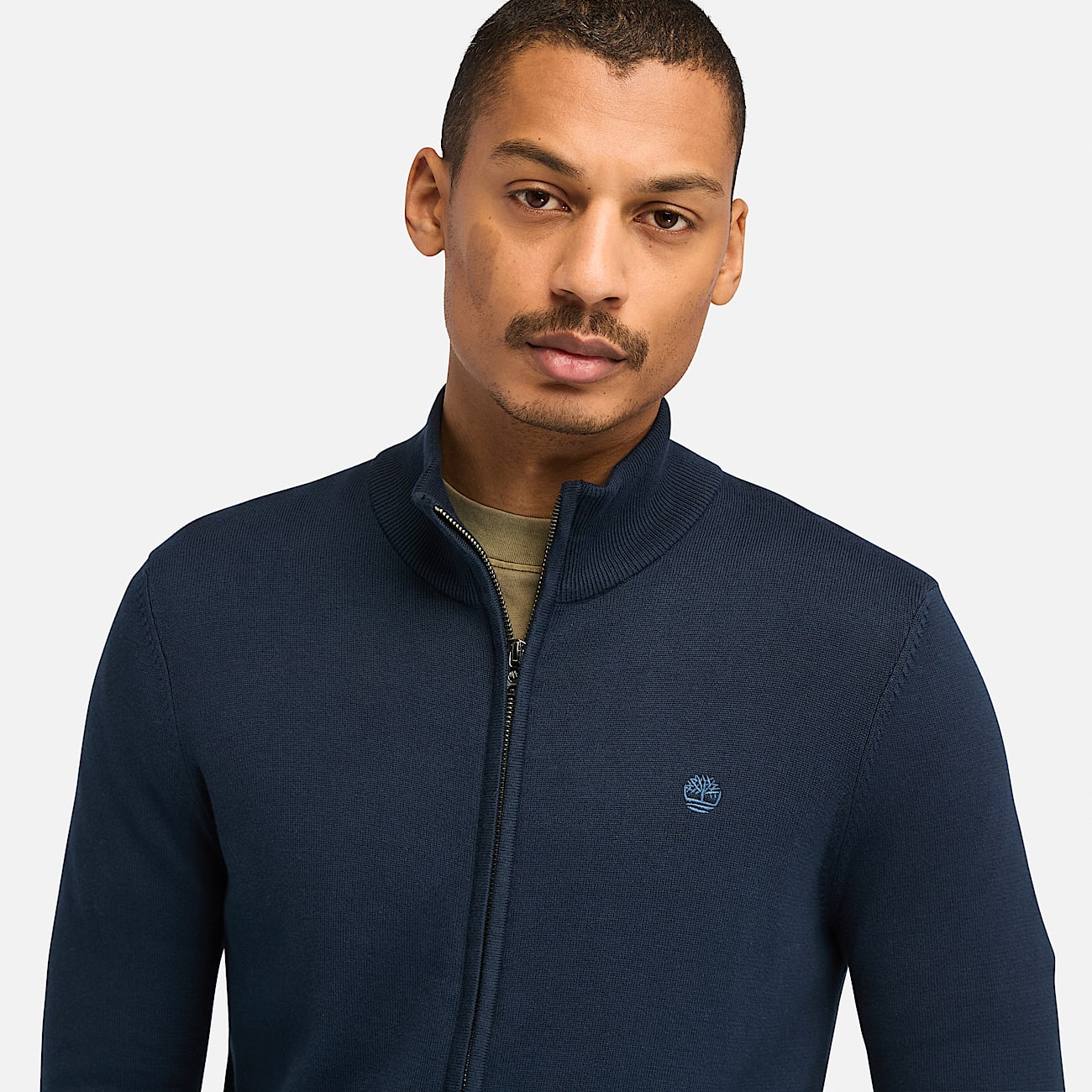 Maglione in Cotone a Zip Intera Williams River da Uomo in blu scuro - 3