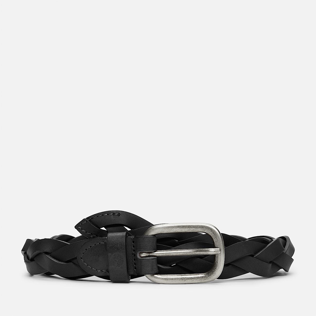 Geflochtener 25 mm Ledergürtel für Damen in Schwarz