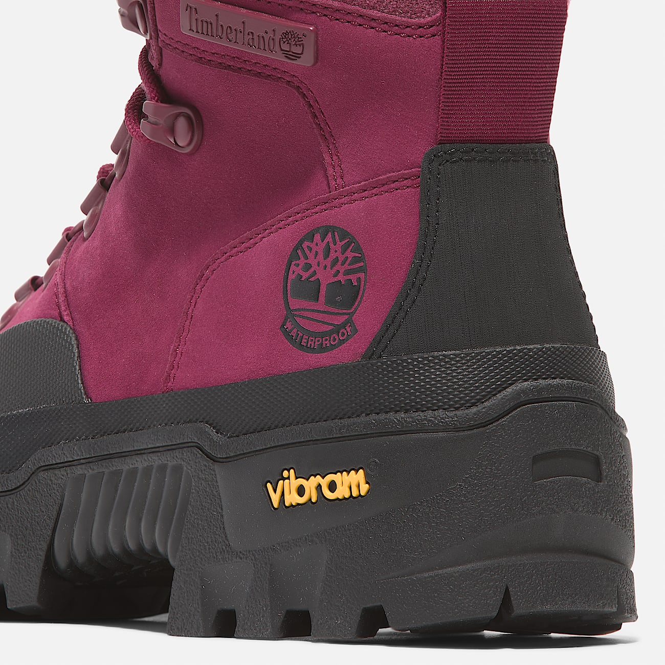 Botas impermeables de media caña con cordones y goma Vibram para mujer en rosa oscuro - 8