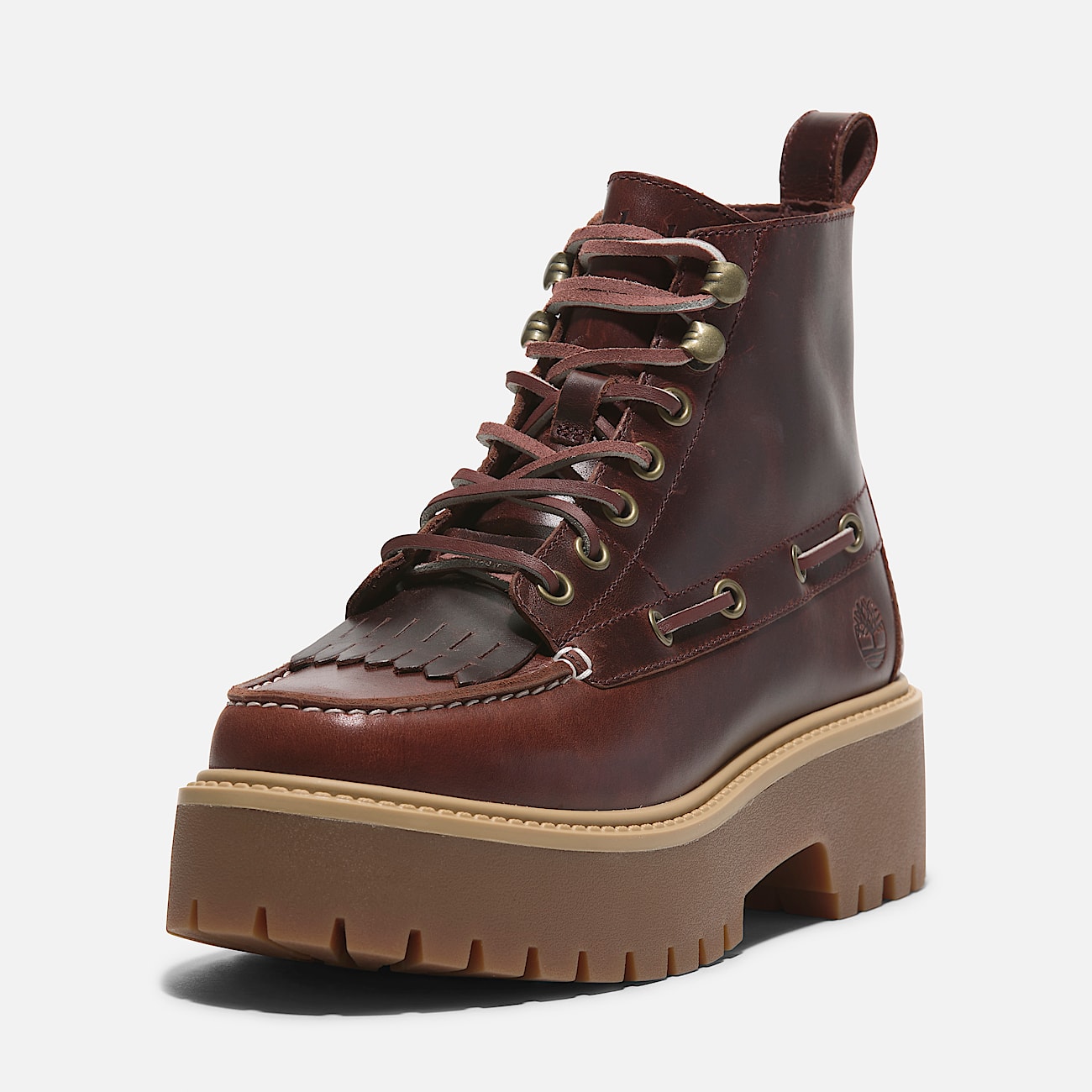 Stone Street 7-Eye Platform Boot for Women in Dark Red