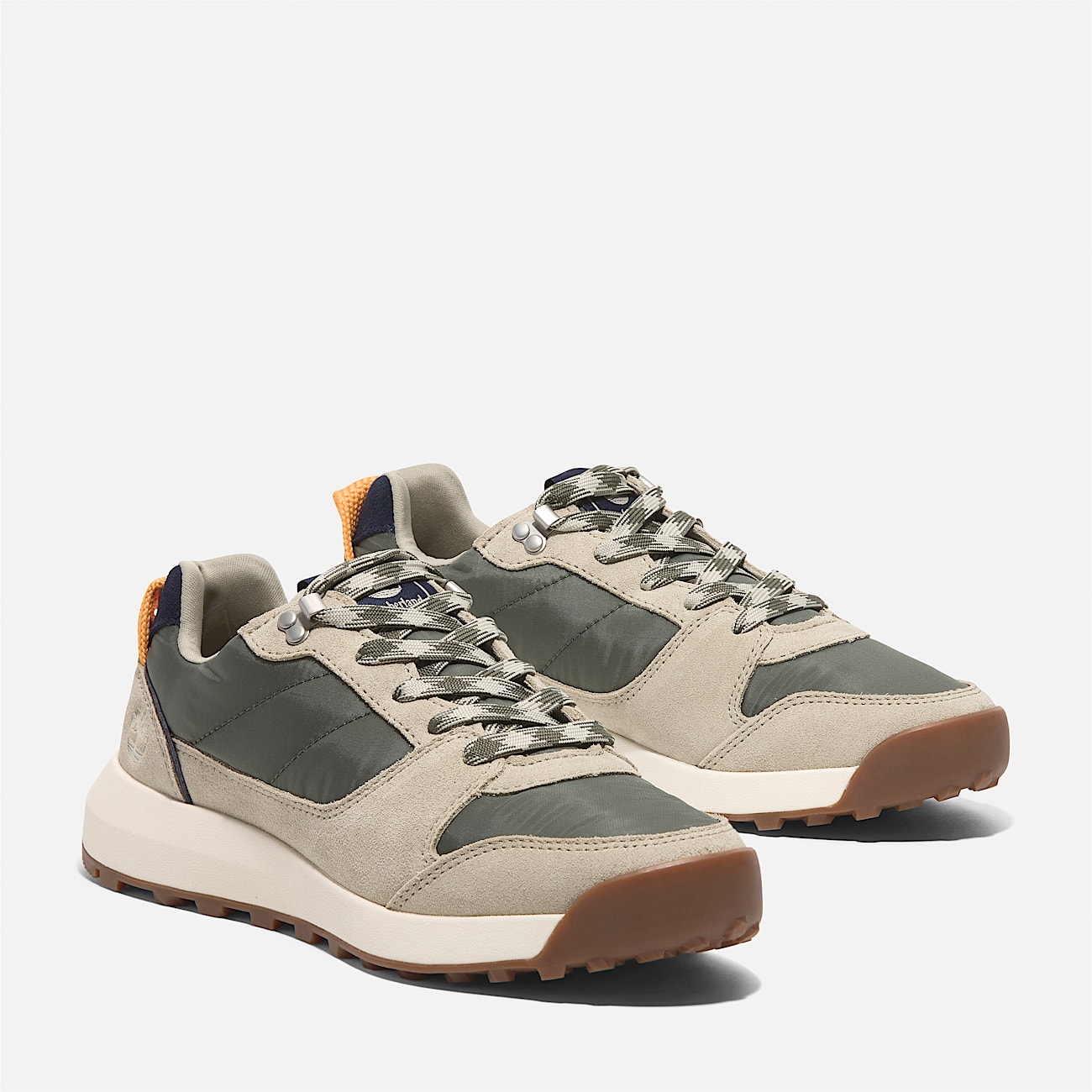 Retro Swift Low Lace-Up Trainer for Women in Dark Green & Beige