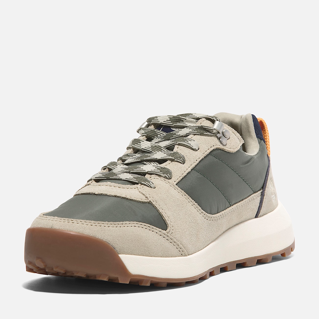 Retro Swift Low Lace-Up Trainer for Women in Dark Green & Beige