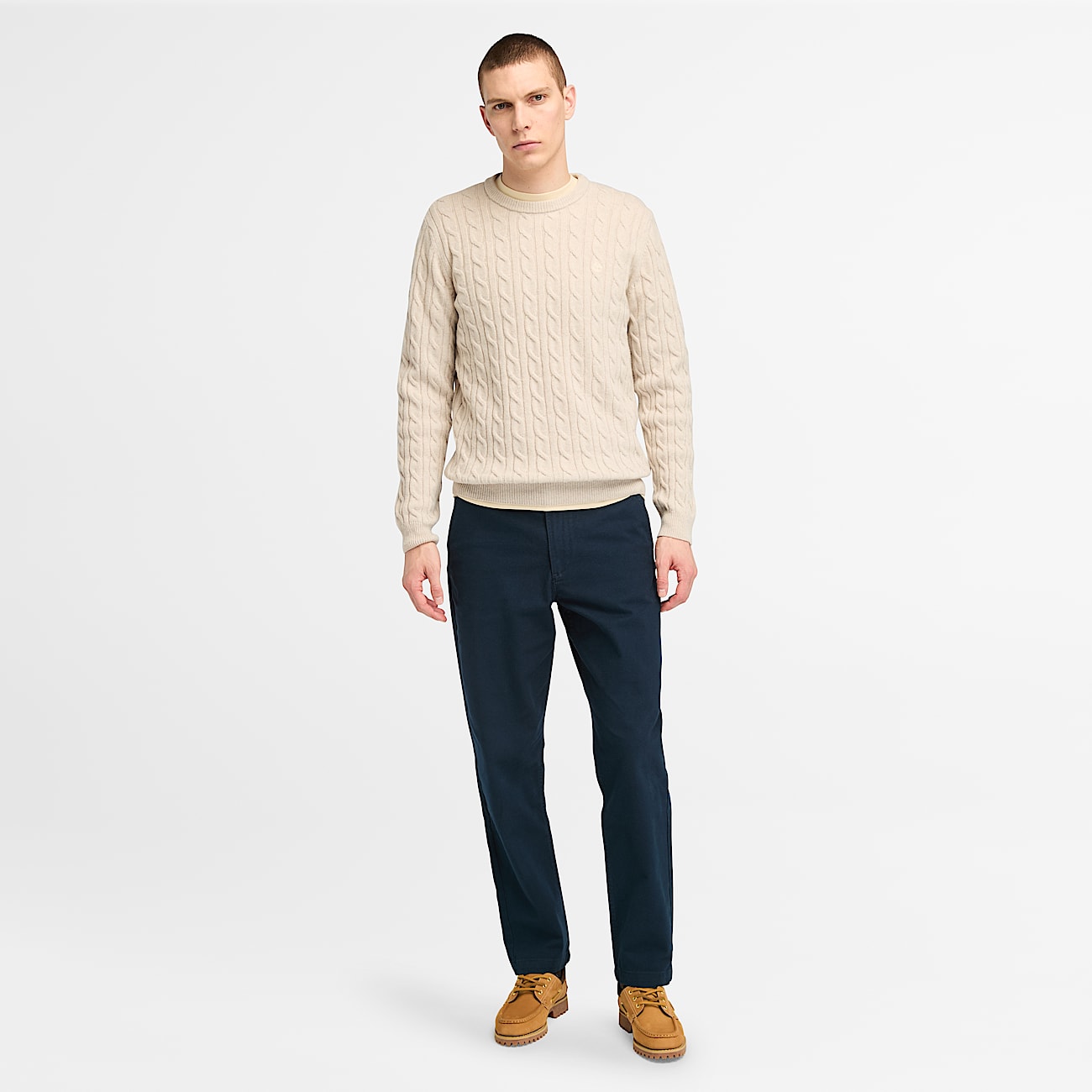 Phillips Brook Cable Crew Neck Jumper for Men in Beige - 2