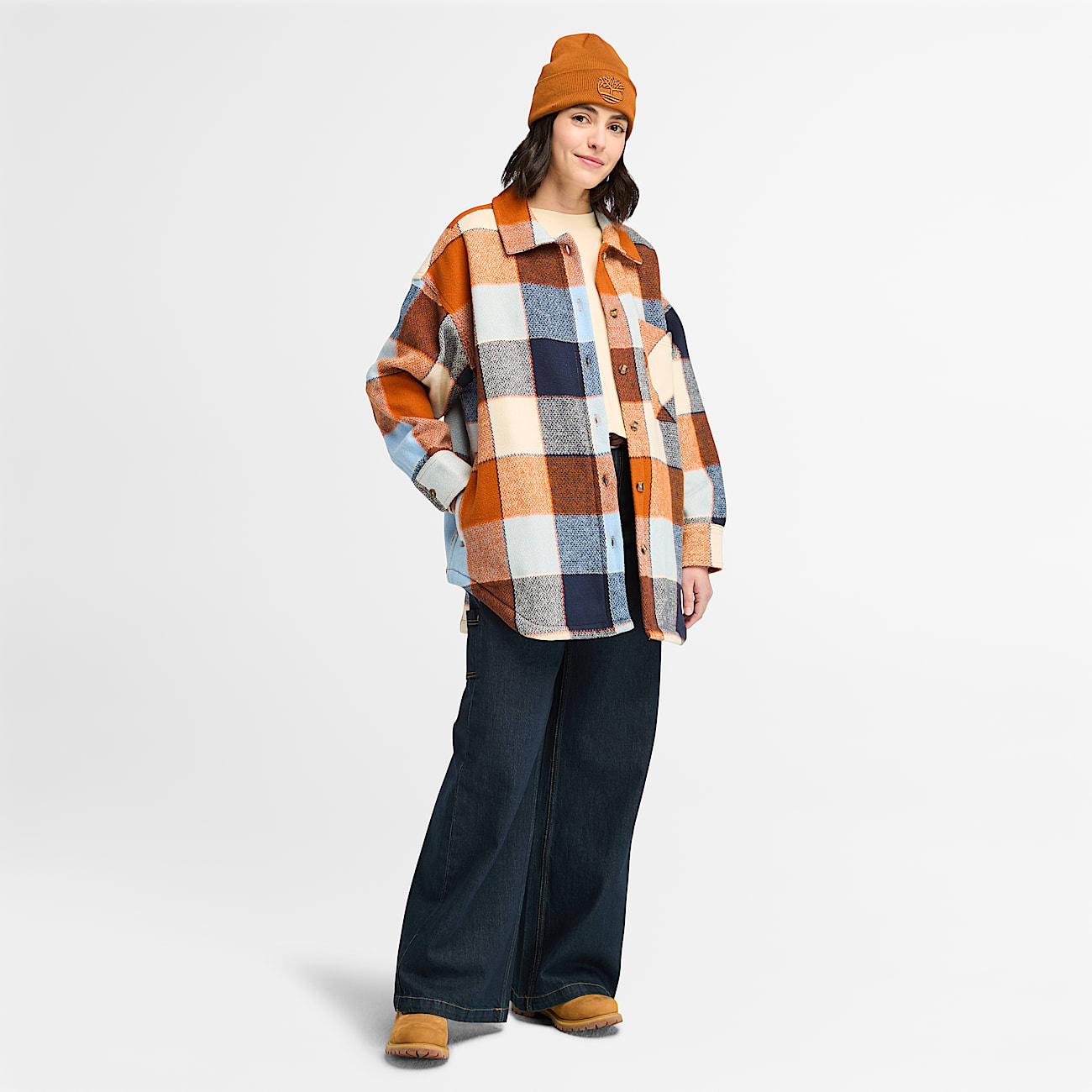 Heavy Flannel Overshirt for Women in Orange