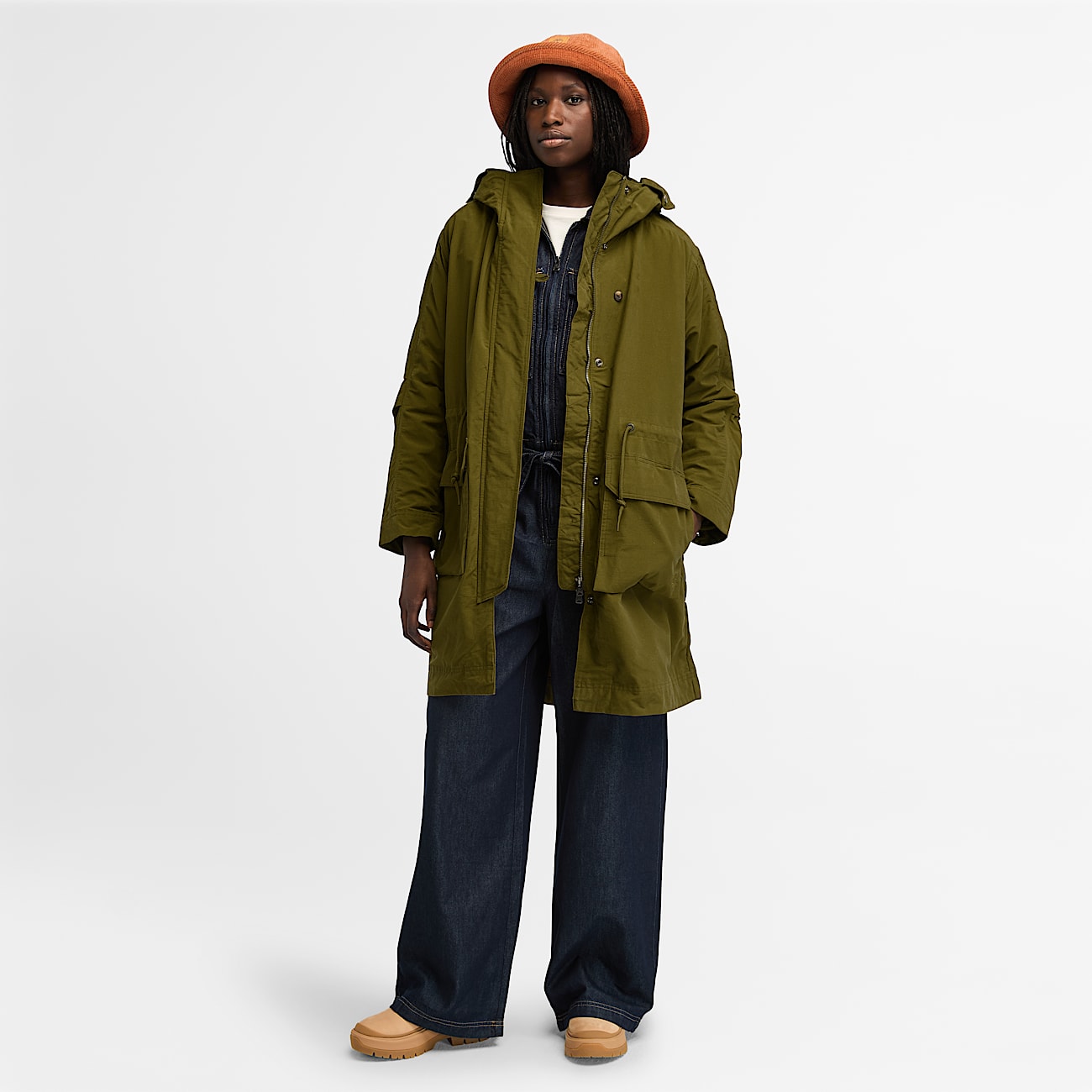 Light Insulated 2-In-1 City Parka for Women in Green - 2