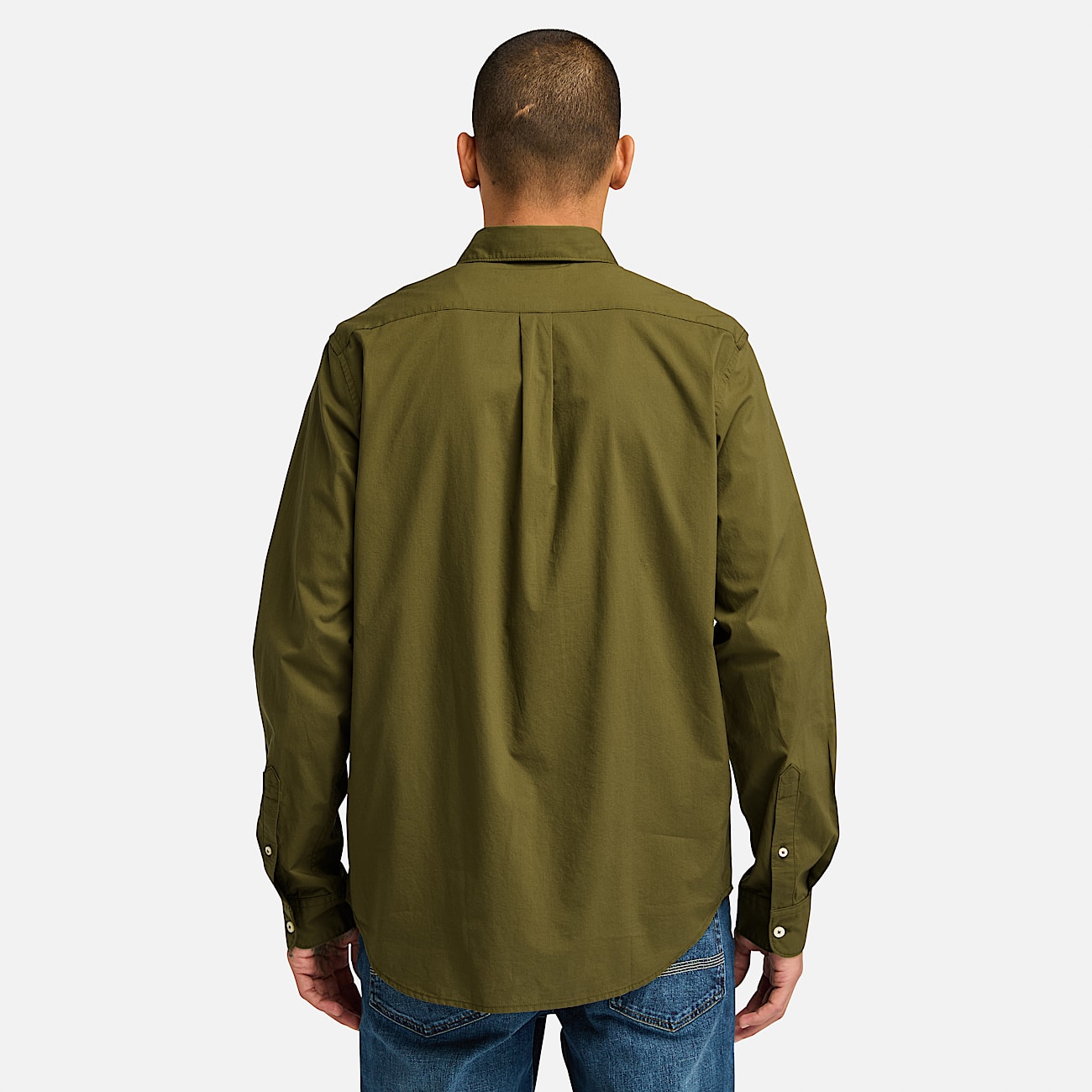 Camisa de Manga Comprida em Popelina Elástica para Homem em verde - 4