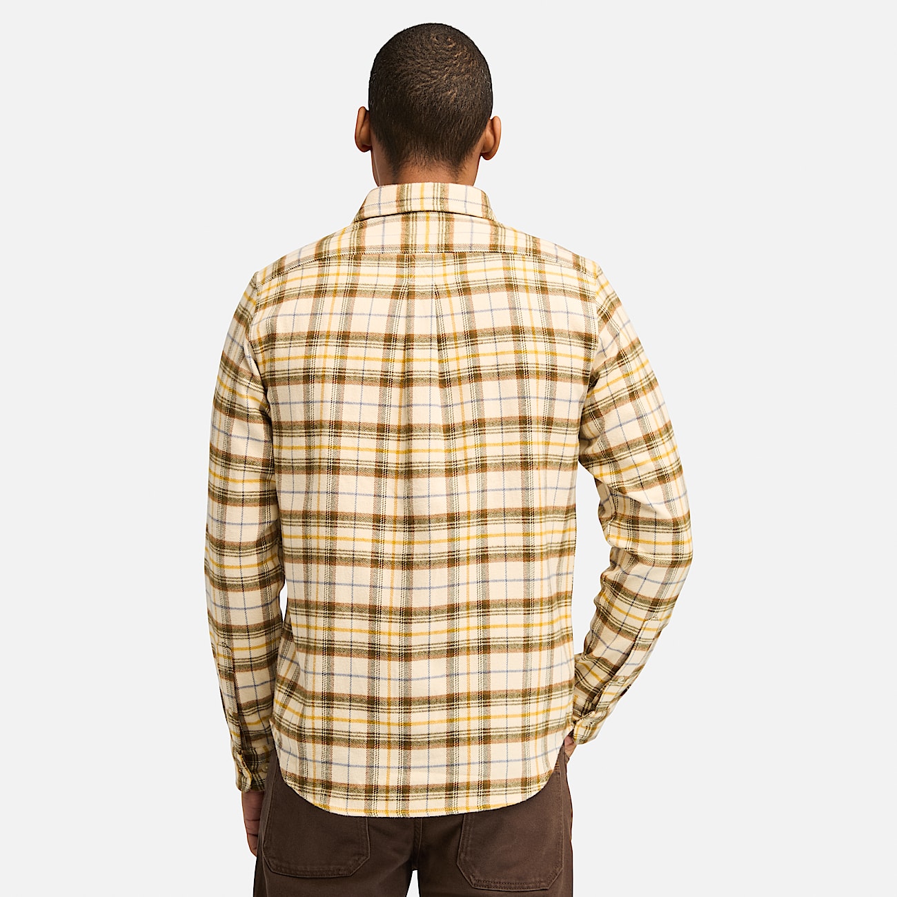 Mittelschweres, kariertes Flanellhemd für Herren in Beige - 4