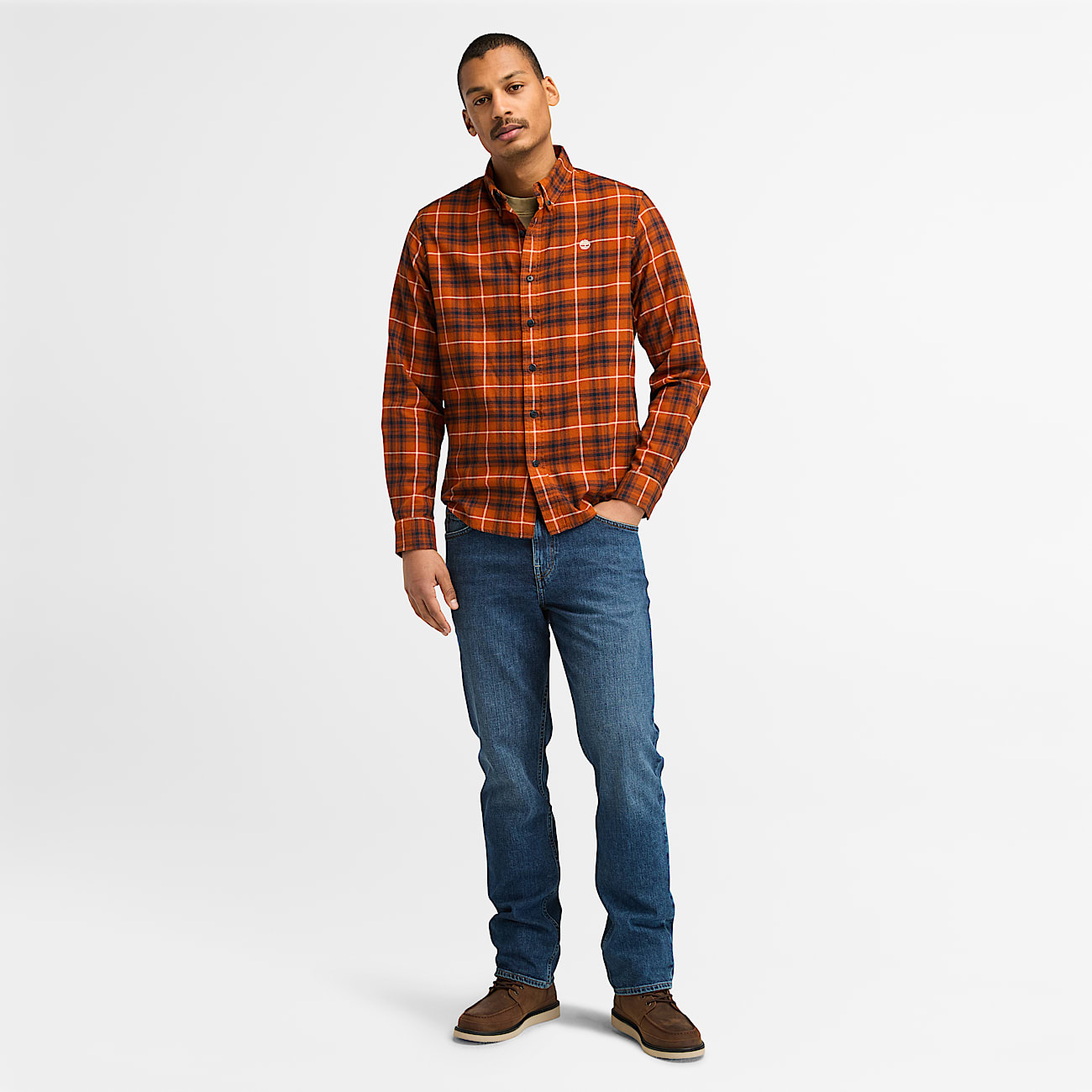 Camicia a Quadri con Tecnologia Solucell Air™ da Uomo in arancione