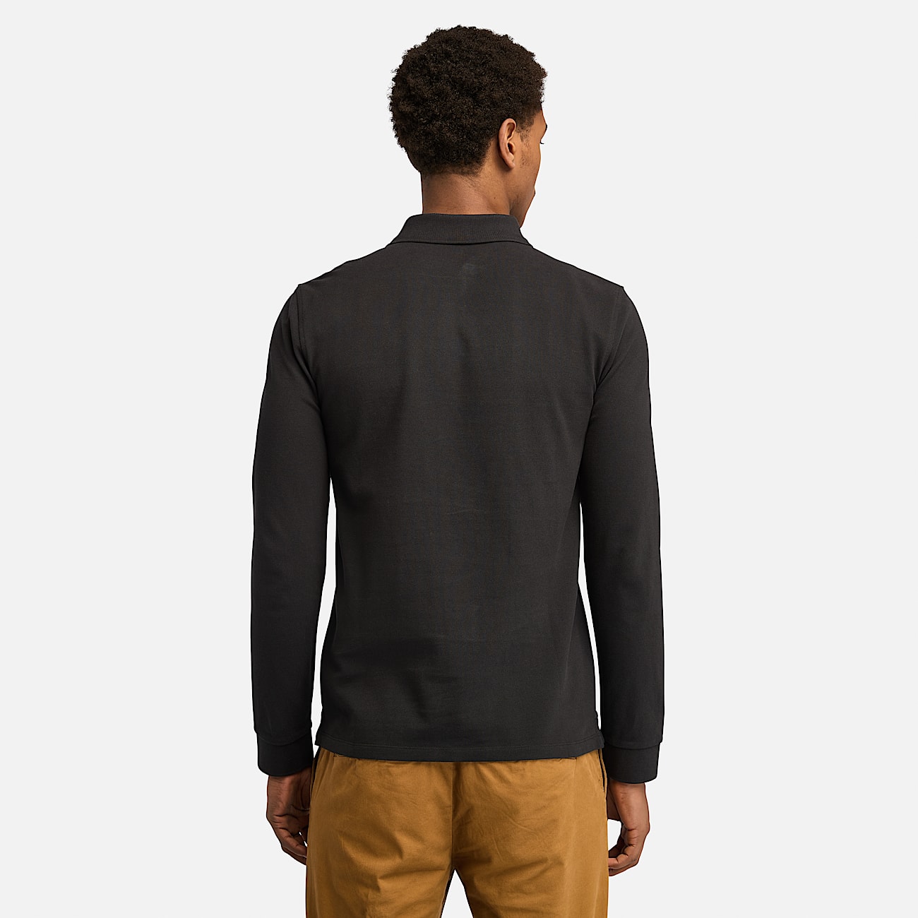 Polo de piqué de manga larga Millers River para hombre en negro - 4