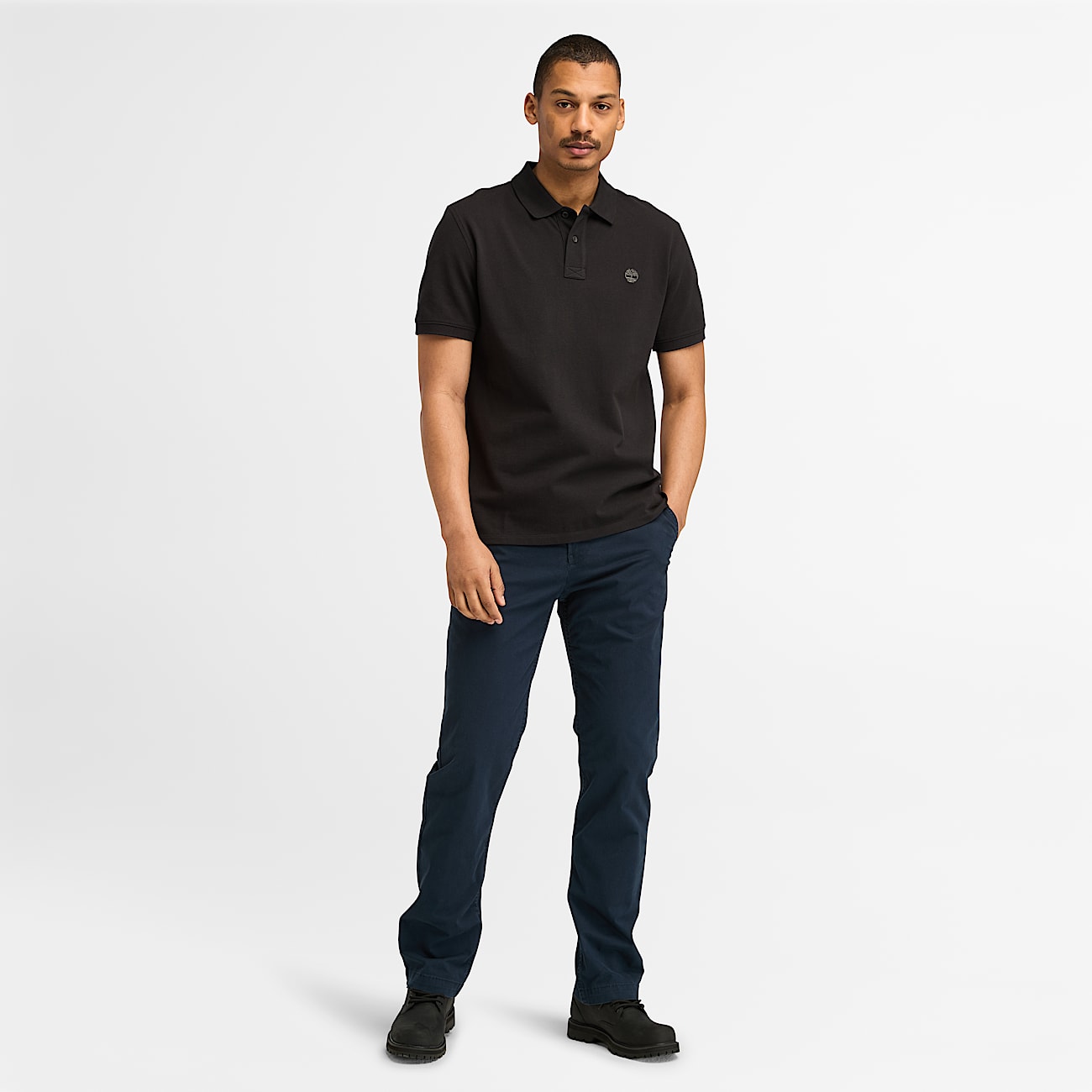 Polo em Piqué de Manga Curta Millers River para Homem em preto - 2