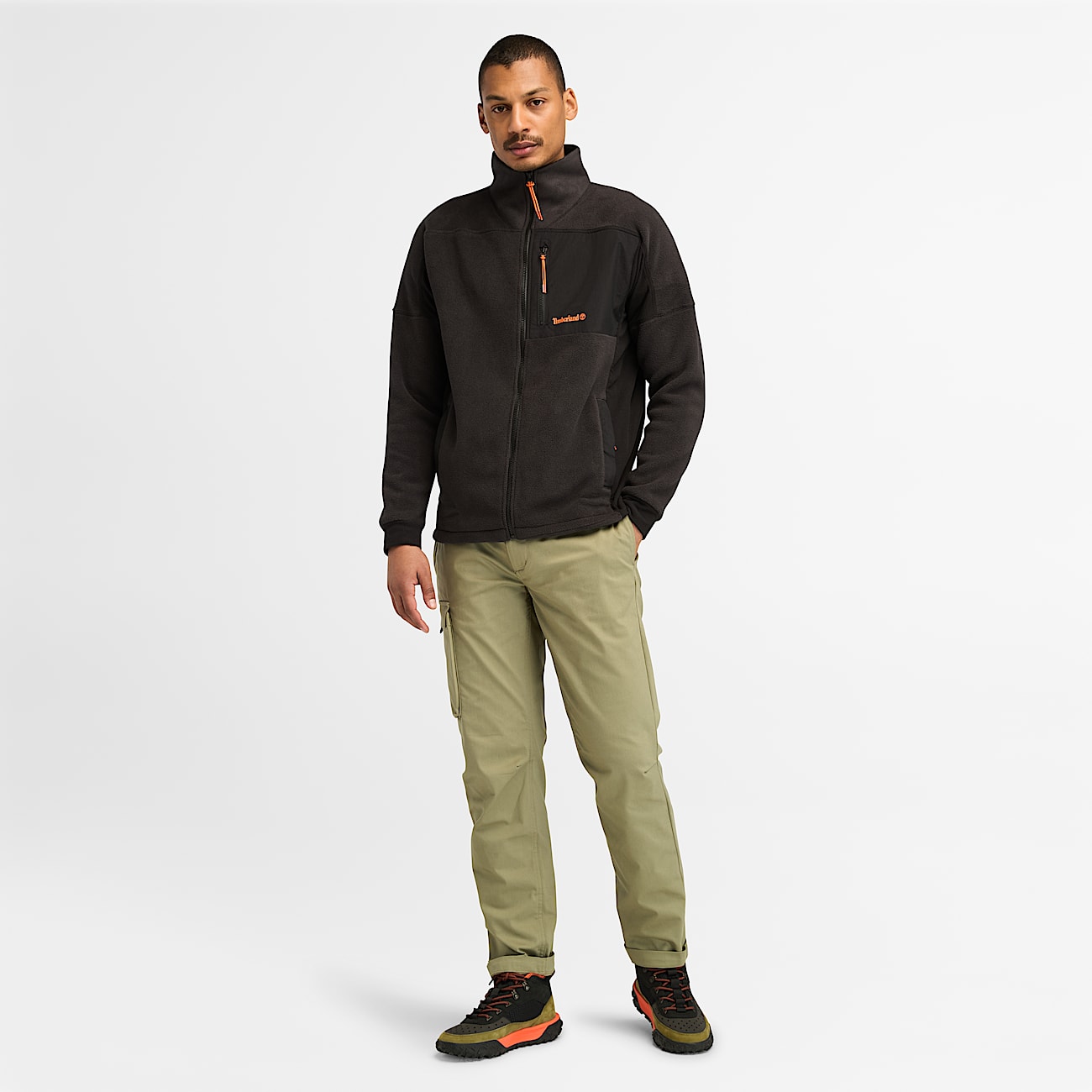 Polaire zippée en mélange de matières Polartec® pour homme en noir - 2
