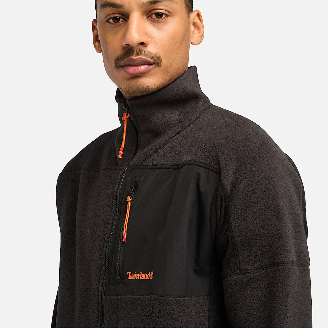 Polaire zippée en mélange de matières Polartec® pour homme en noir - 3