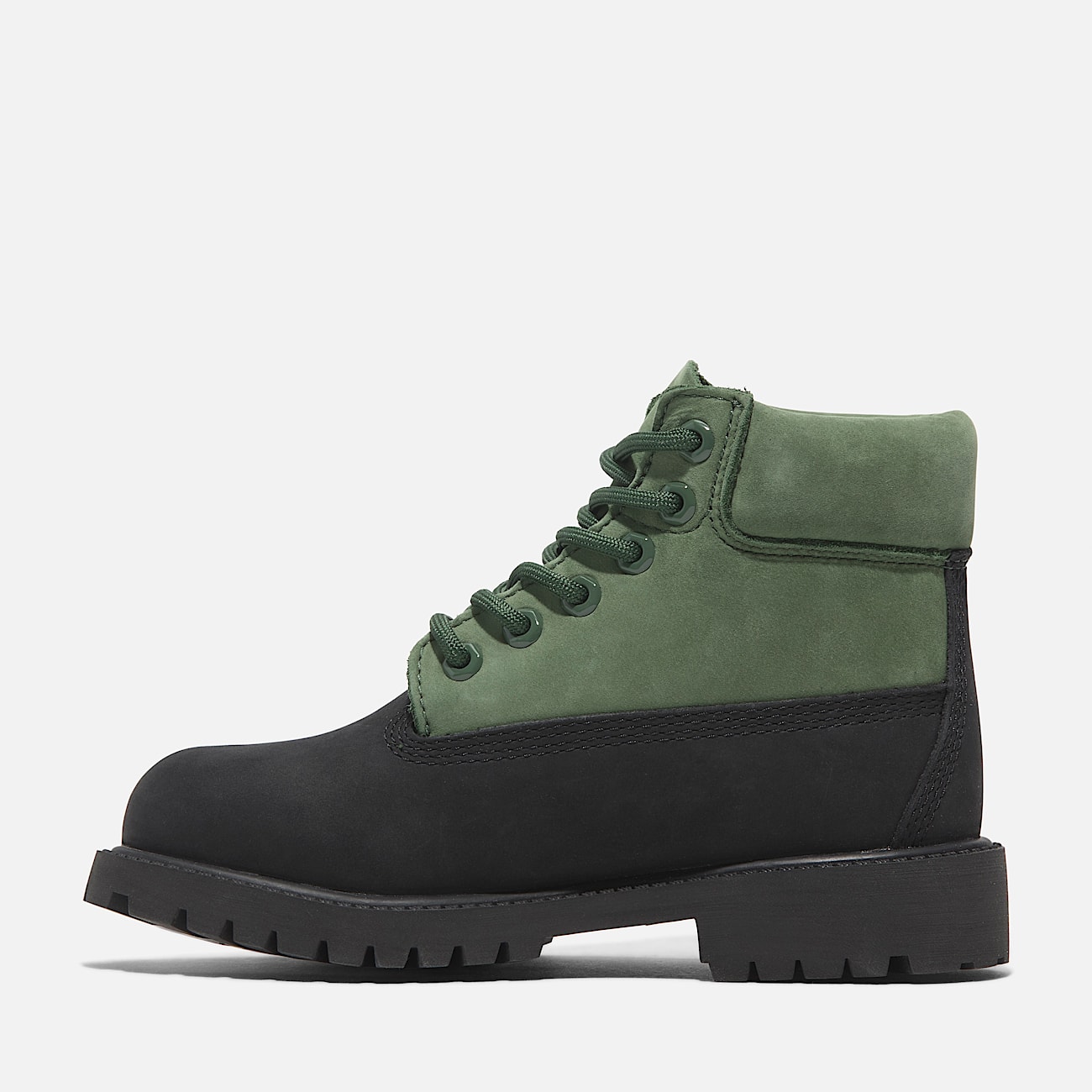 Timberland® Premium 6-Inch Lace-Up Waterproof Boot for Junior in Black/Green