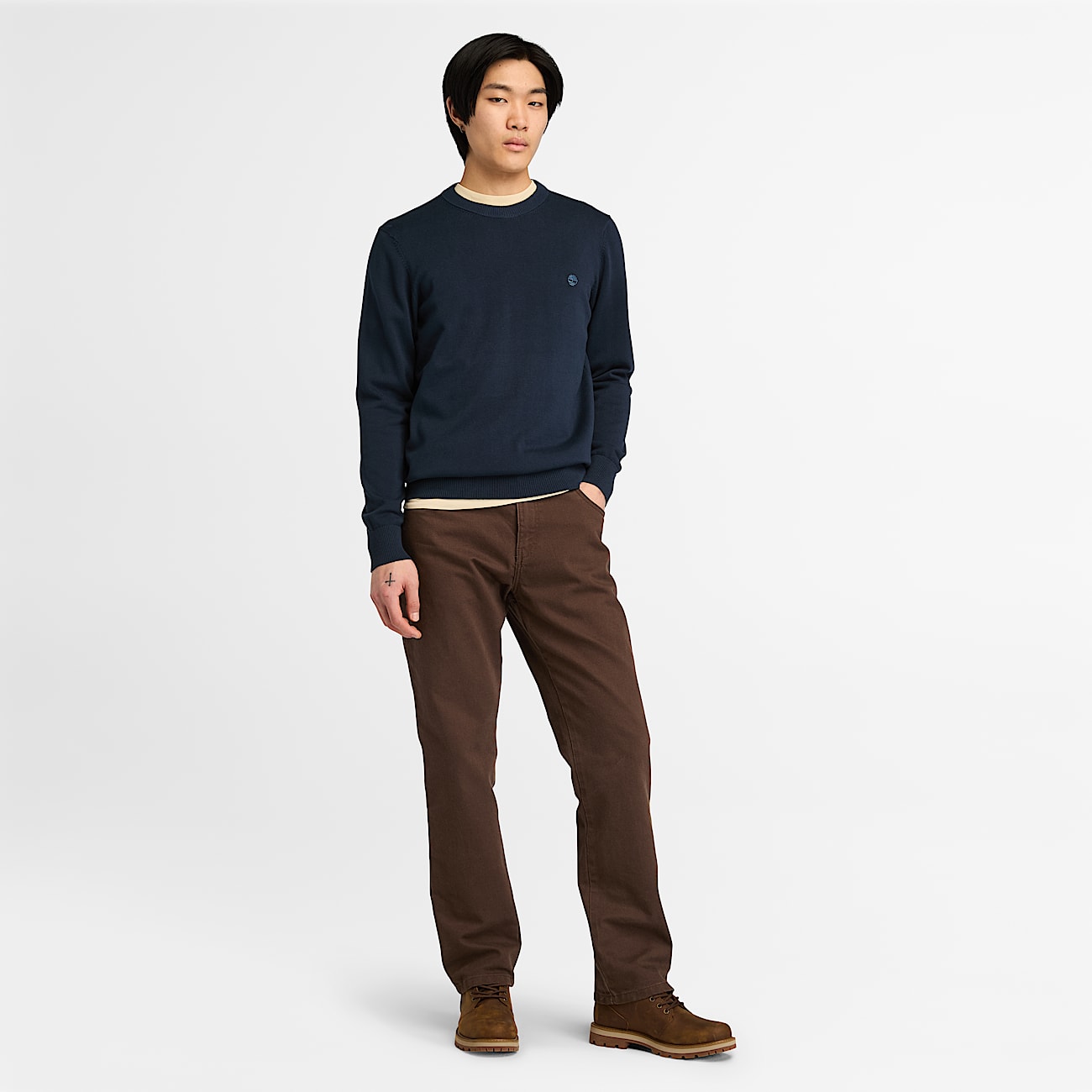 Maglione in Cotone Tinto in Filo Williams River da Uomo in blu scuro - 2