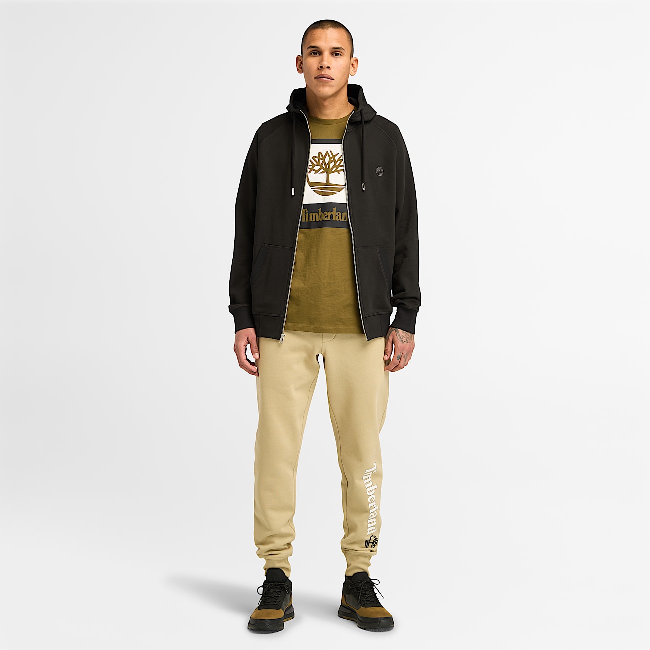 Exeter River hoodie met geborstelde binnenkant en rits voor heren in Zwart - 2