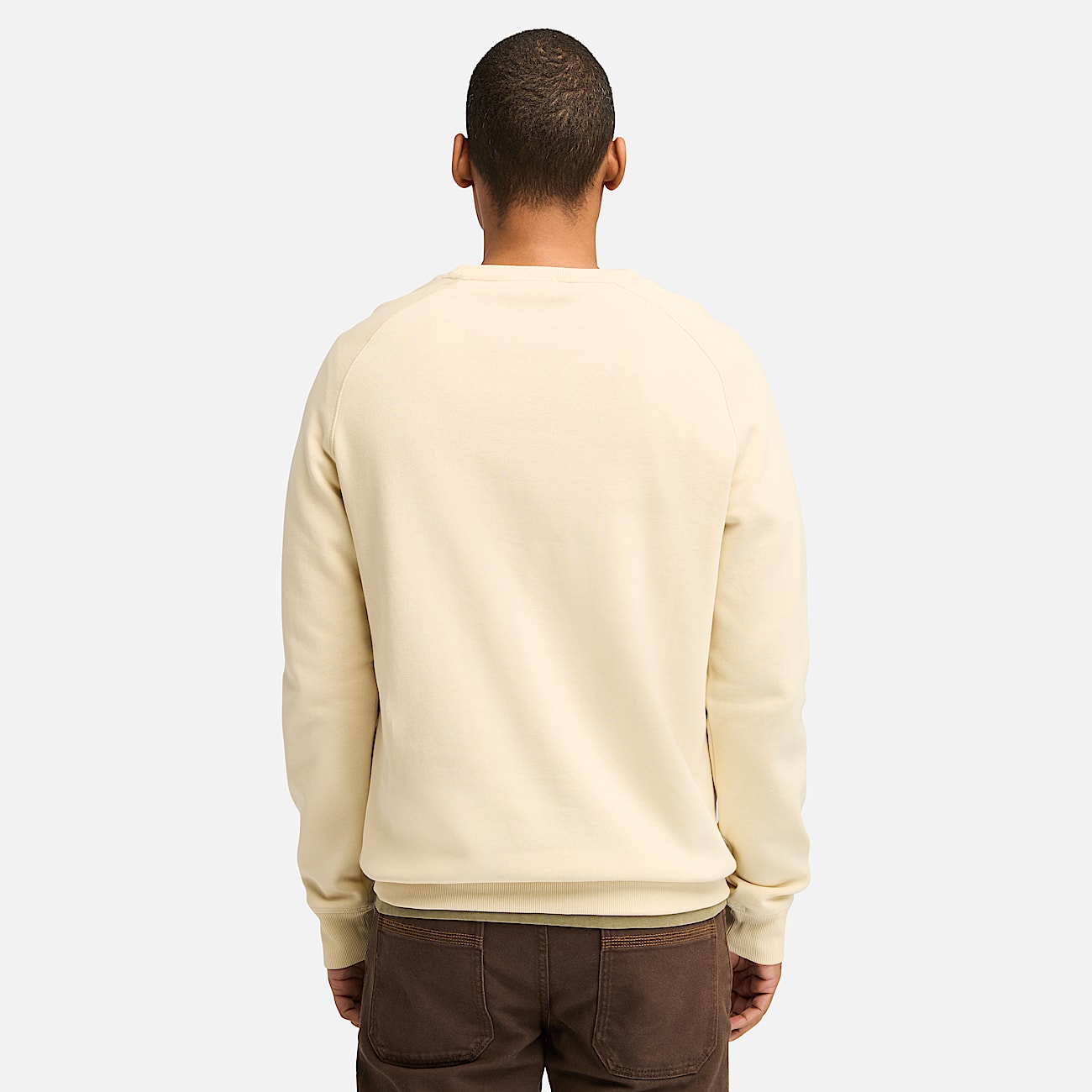 Exeter River Brushed-back Crew Sweatshirt for Men in Beige