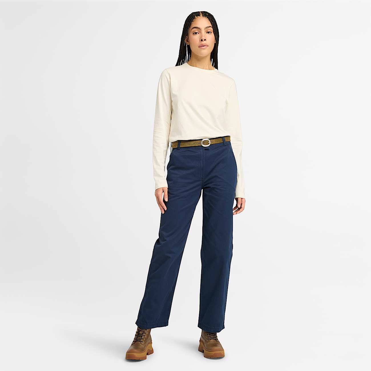 Claremont Straight-Leg Chino Trousers for Women in Dark Blue