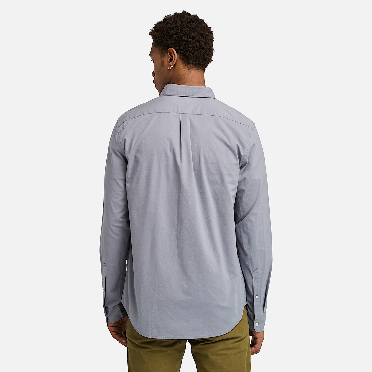 Camisa de manga larga de popelina elástica para hombre en gris - 5
