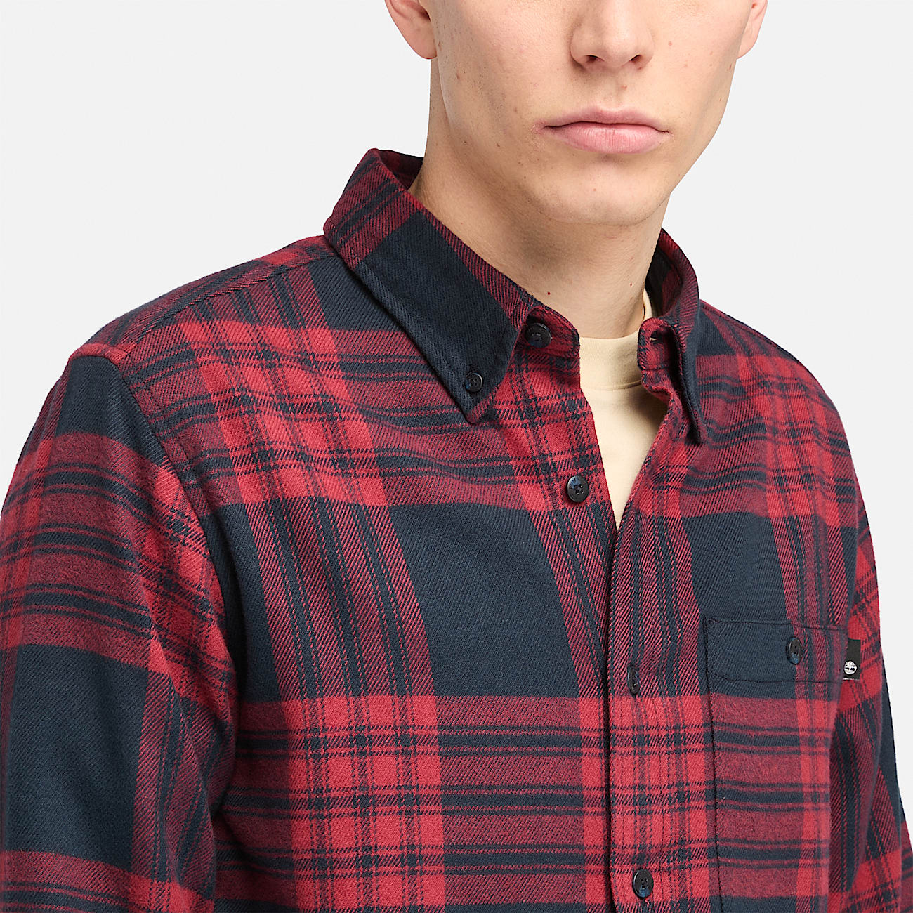 Midweight Flannel Check Shirt for Men in Red