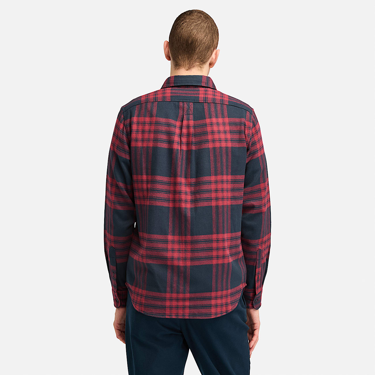 Midweight Flannel Check Shirt for Men in Red