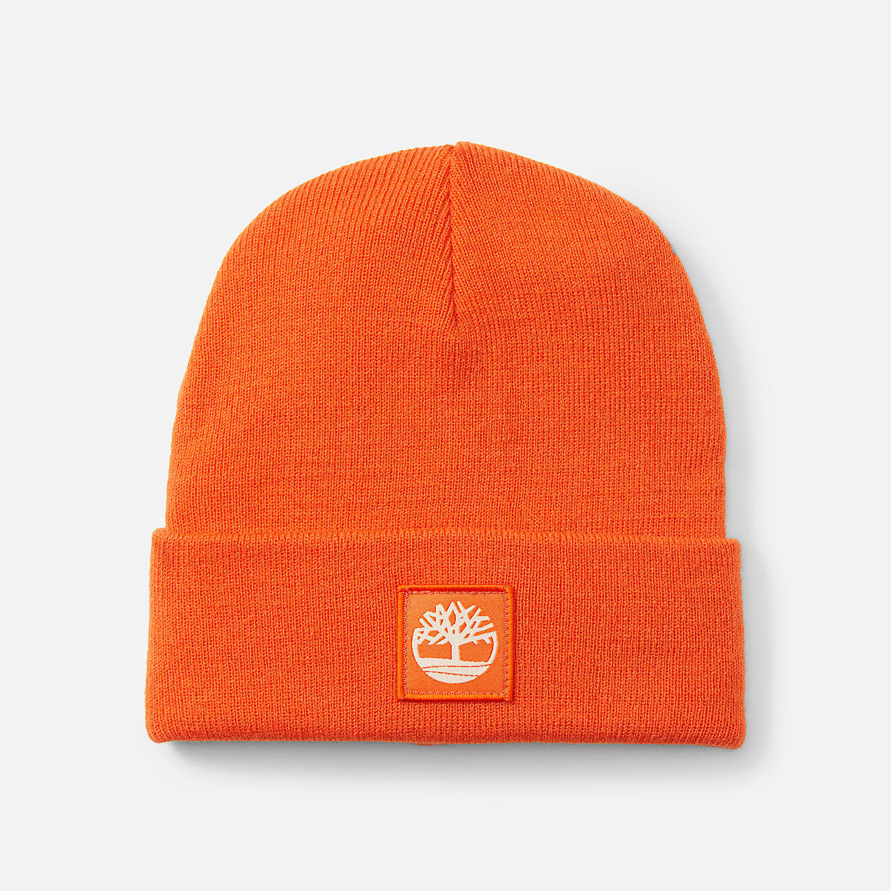 Gorro con borde vuelto con parche en contraste unisex en naranja - 1