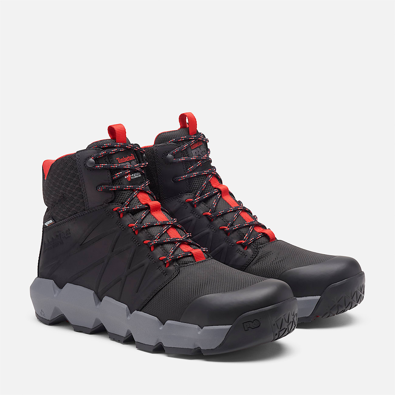 Wasserfester 6-Inch Morphix Arbeitsstiefel mit Zehenschutz aus Verbundwerkstoff für Herren in Schwarz/Rot