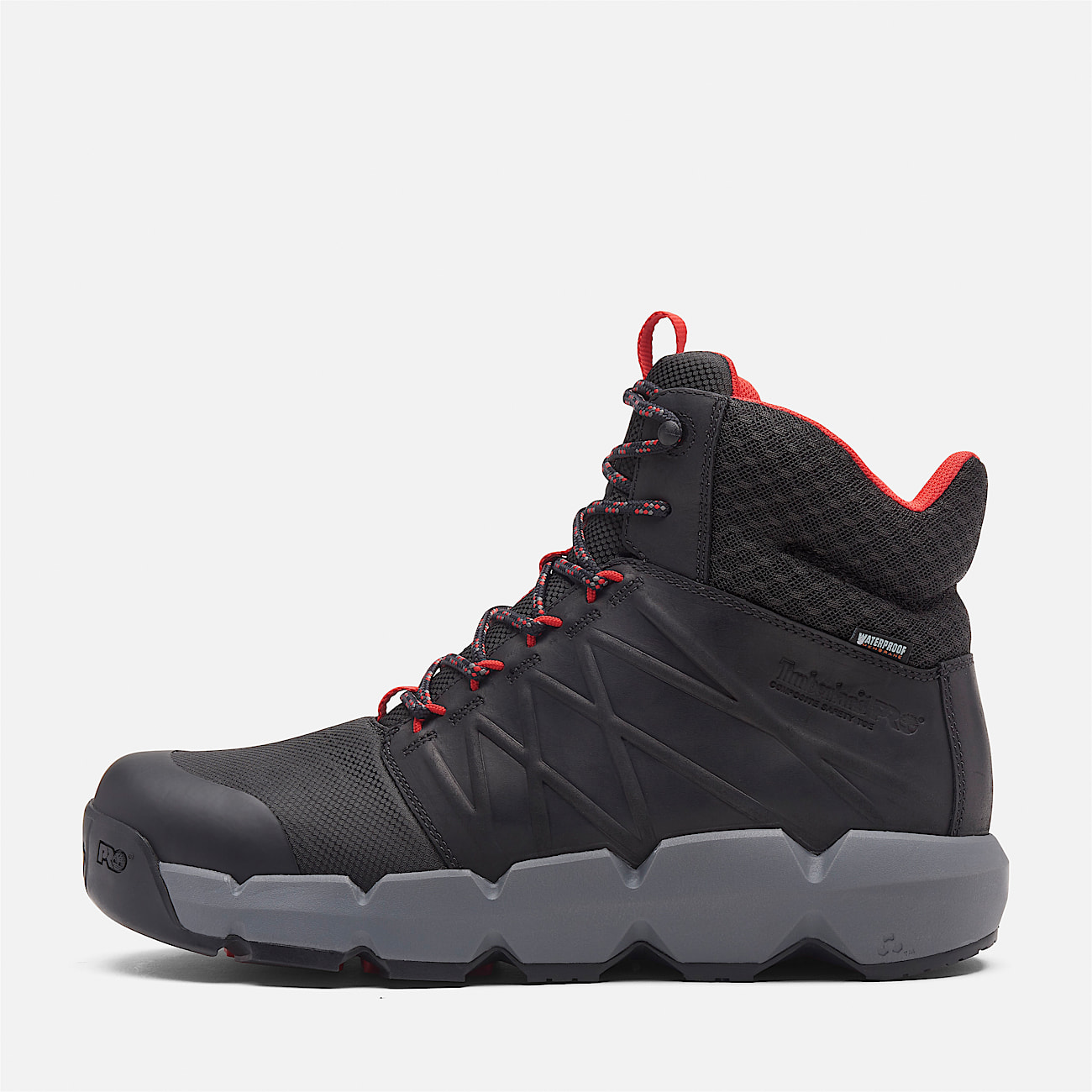 Wasserfester 6-Inch Morphix Arbeitsstiefel mit Zehenschutz aus Verbundwerkstoff für Herren in Schwarz/Rot