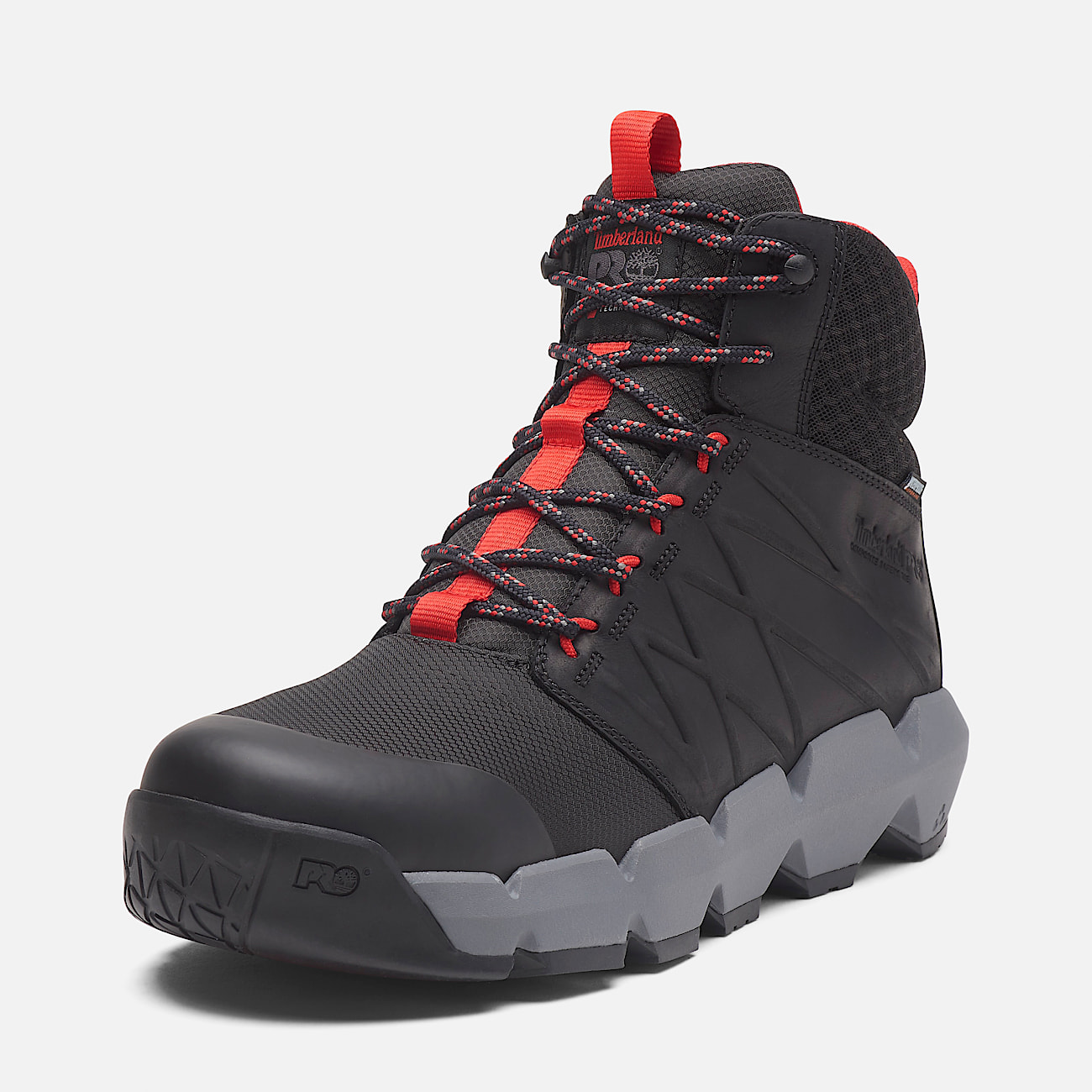 Wasserfester 6-Inch Morphix Arbeitsstiefel mit Zehenschutz aus Verbundwerkstoff für Herren in Schwarz/Rot