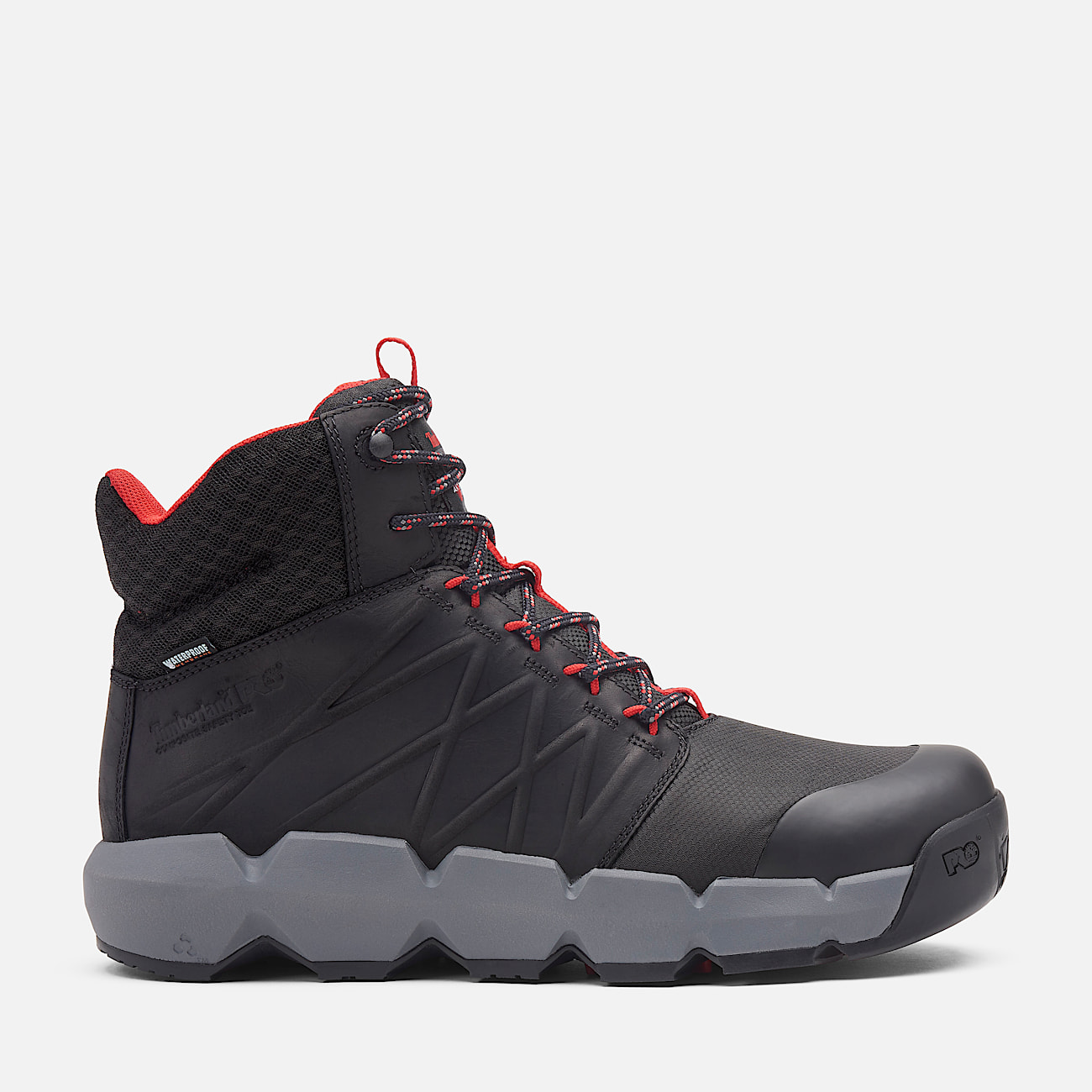 Wasserfester 6-Inch Morphix Arbeitsstiefel mit Zehenschutz aus Verbundwerkstoff für Herren in Schwarz/Rot