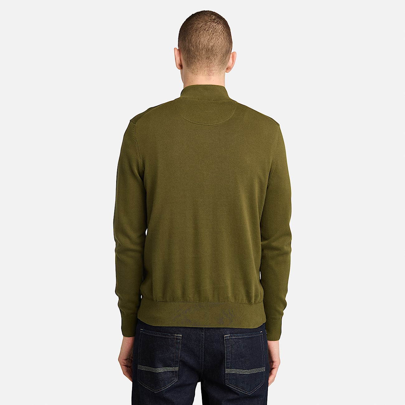 Garngefärbter Williams River Pullover mit Viertelreißverschluss für Herren in Grün