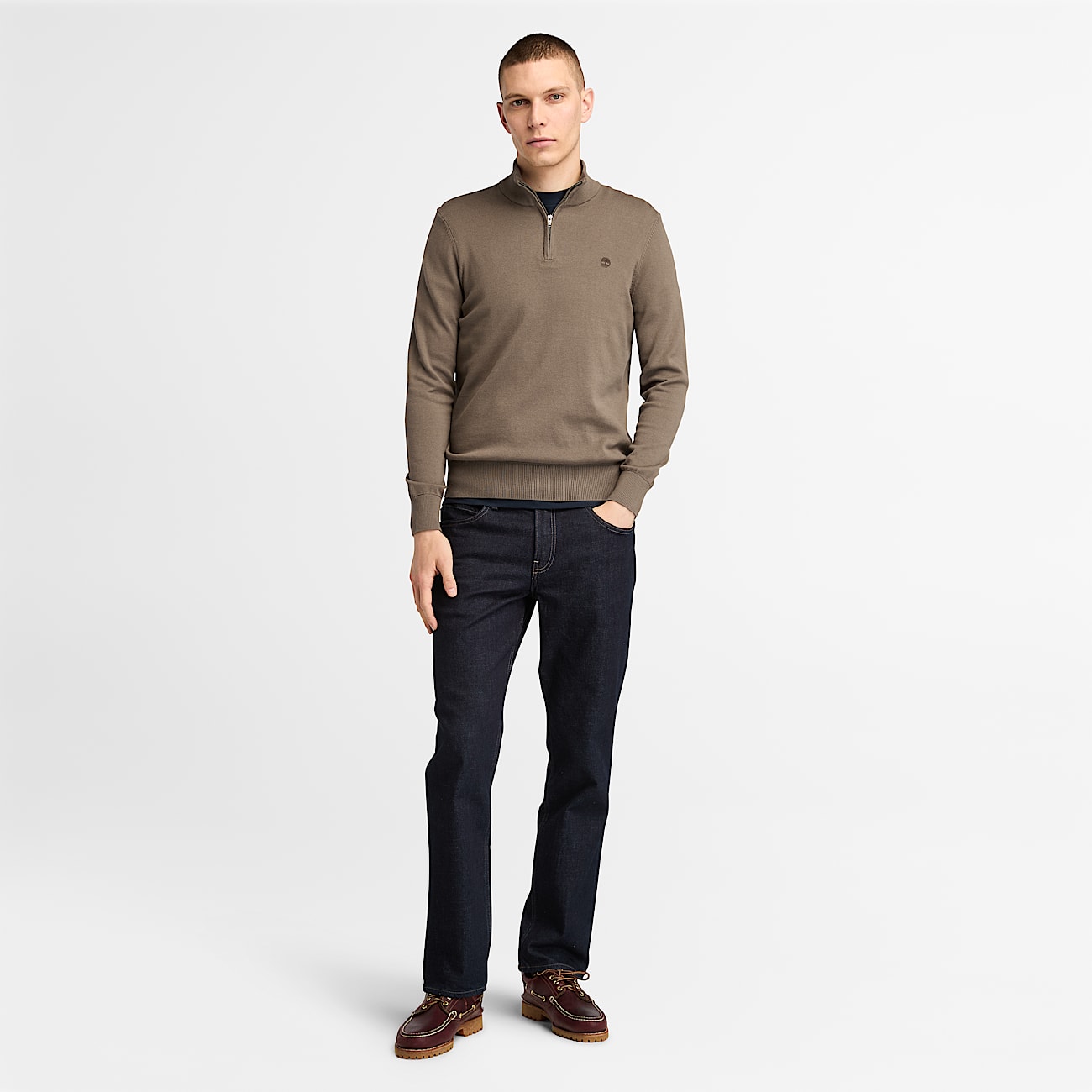 Pull à col zippé Williams River pour homme en marron - 2