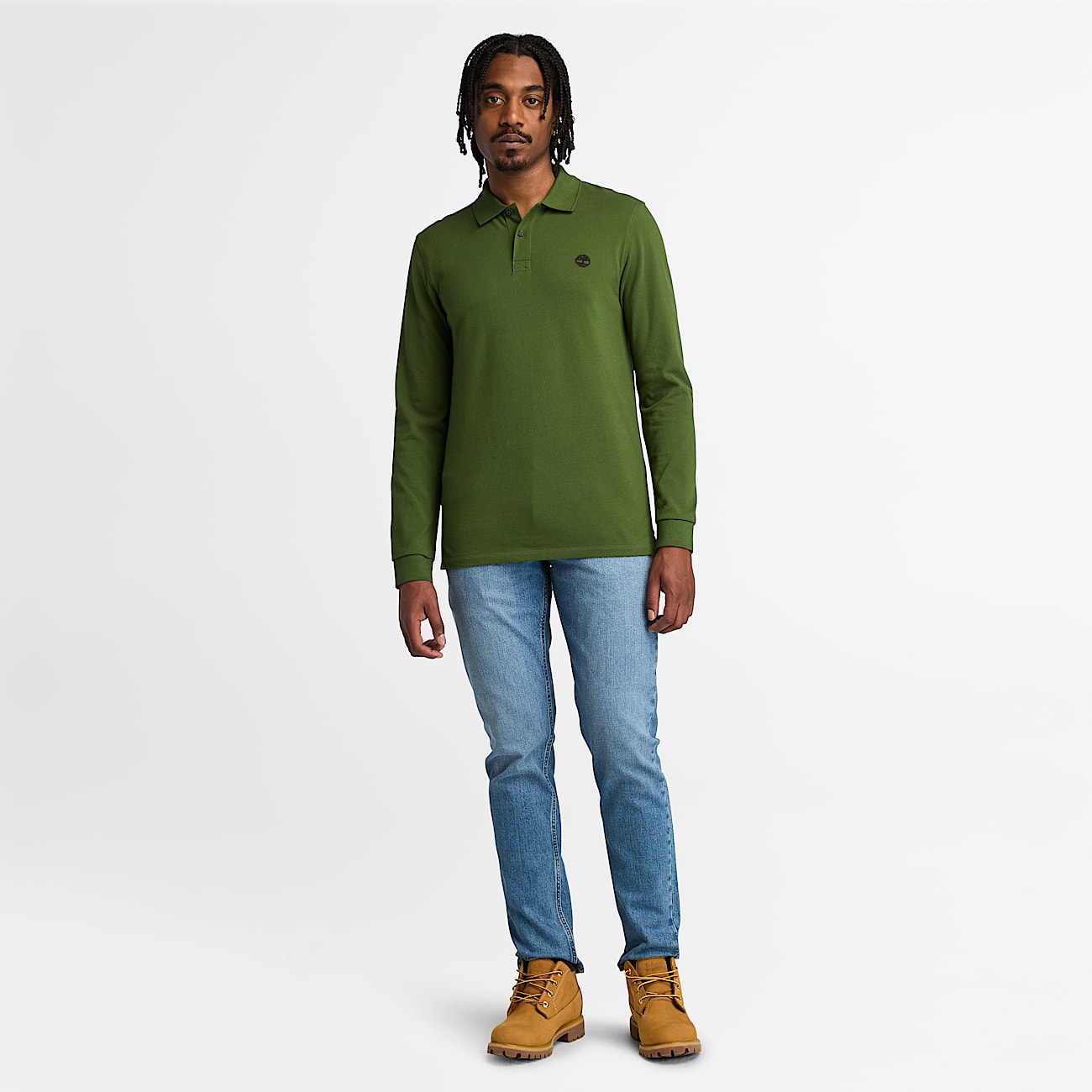 Polo en piqué à manches longues Millers River pour homme en vert - 2