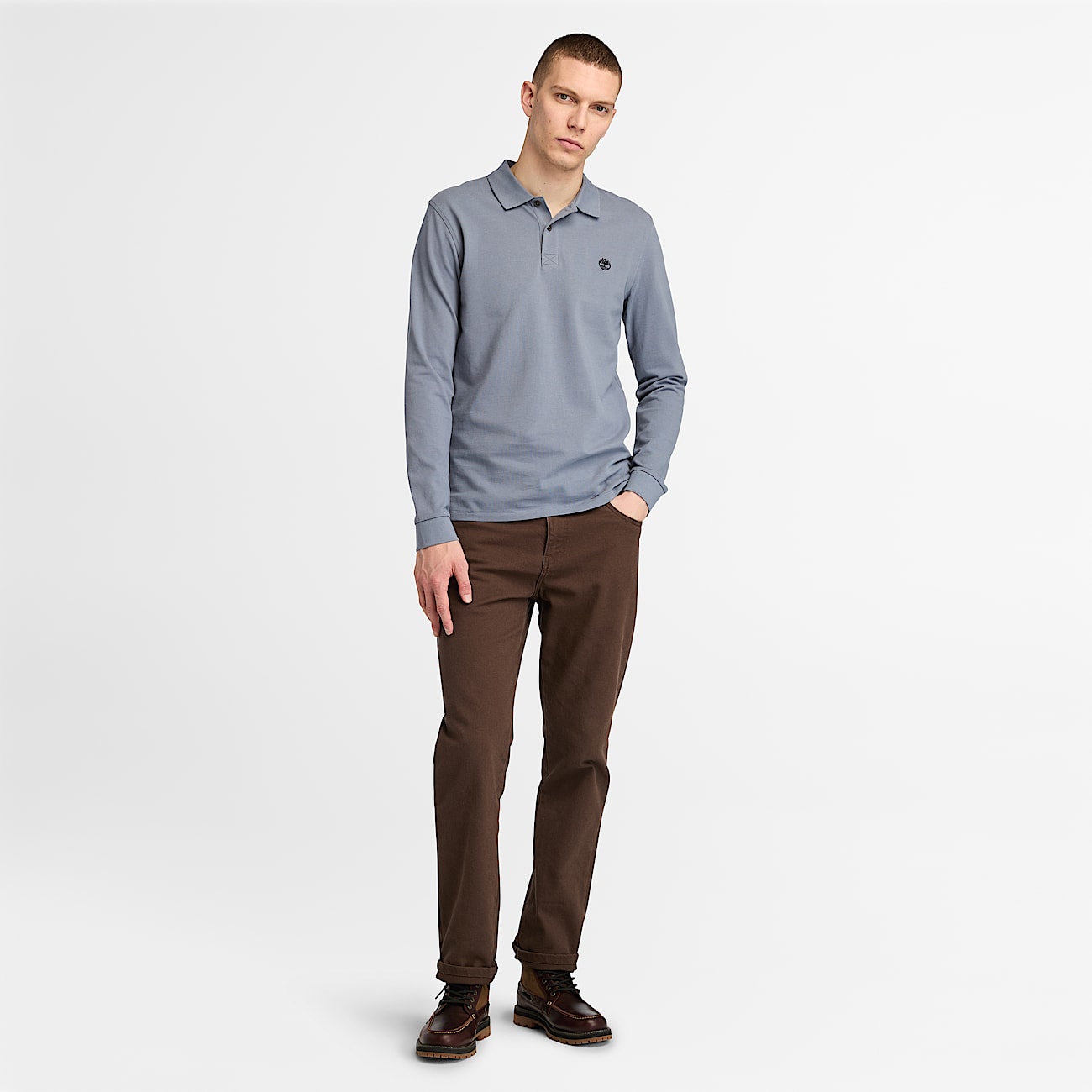 Millers River LS Pique Polo for Men in Grey