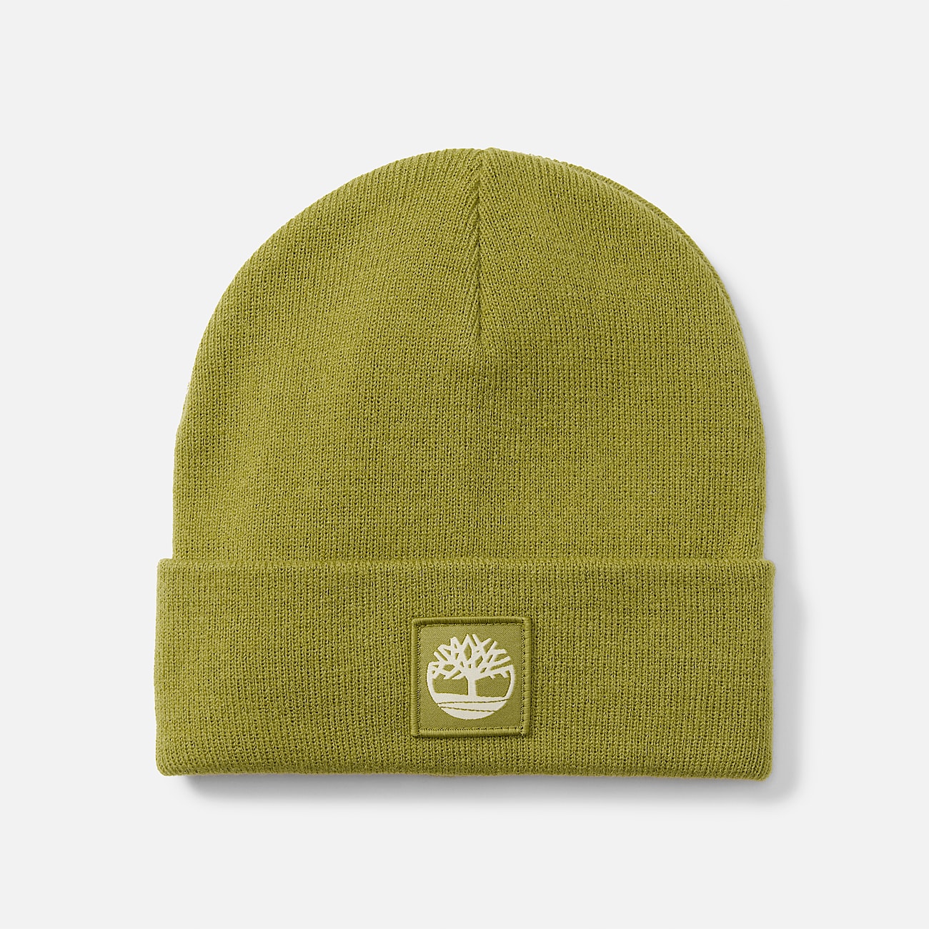 All Gender Beanie mit Umschlag und farblich abgestimmtem Aufnäher in Grün - 1
