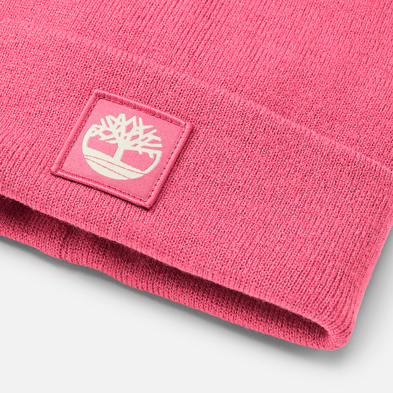 Uniseks Beanie met omslag en ton-sur-ton-label in roze