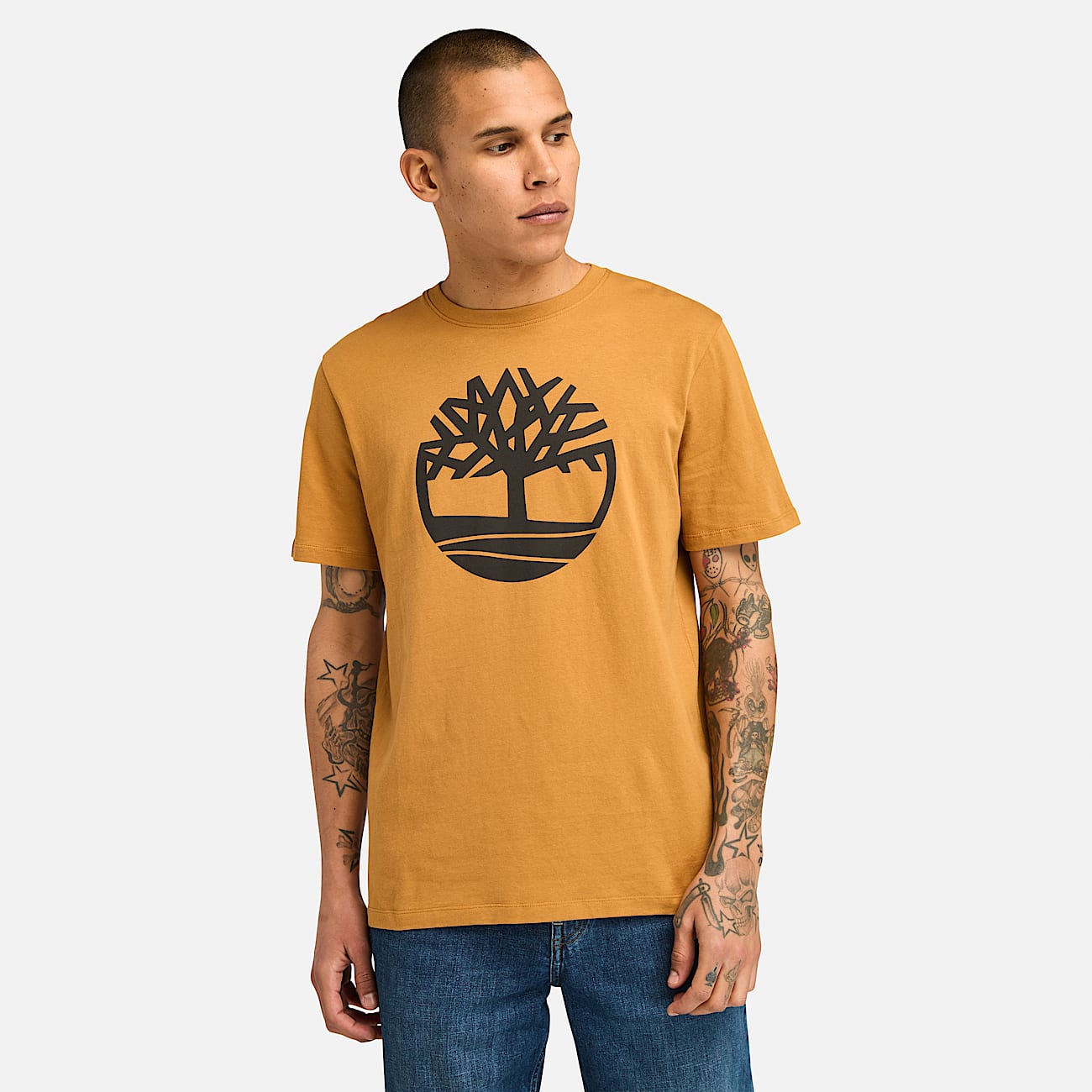Kennebec River T-Shirt mit Baum-Logo für Herren in Dunkelgelb