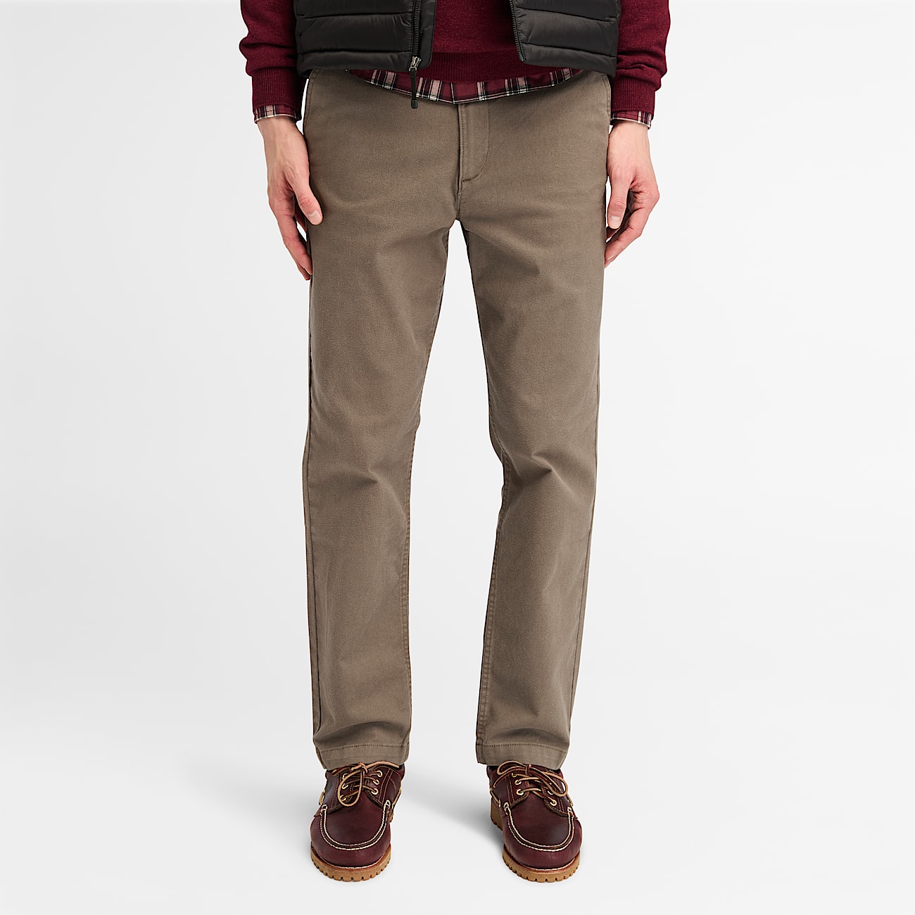 Claremont Brushed Twill Chino Trousers for Men in Brown