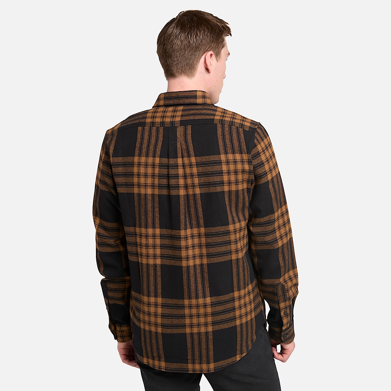 Camicia a Quadri in Flanella di Peso Medio da Uomo in marrone - 4