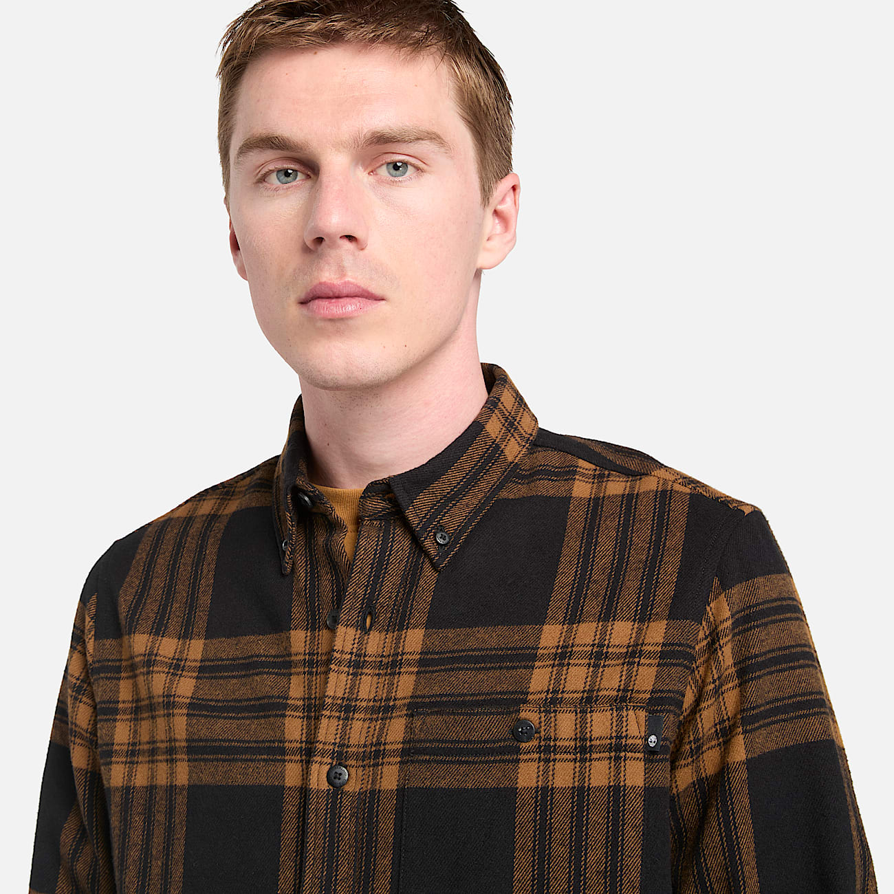 Camicia a Quadri in Flanella di Peso Medio da Uomo in marrone - 3
