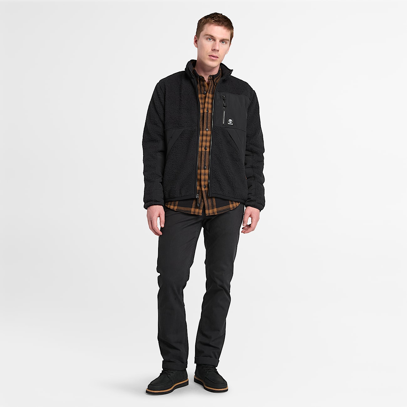 Giacca in Pile a Pelo Lungo da Uomo in colore nero