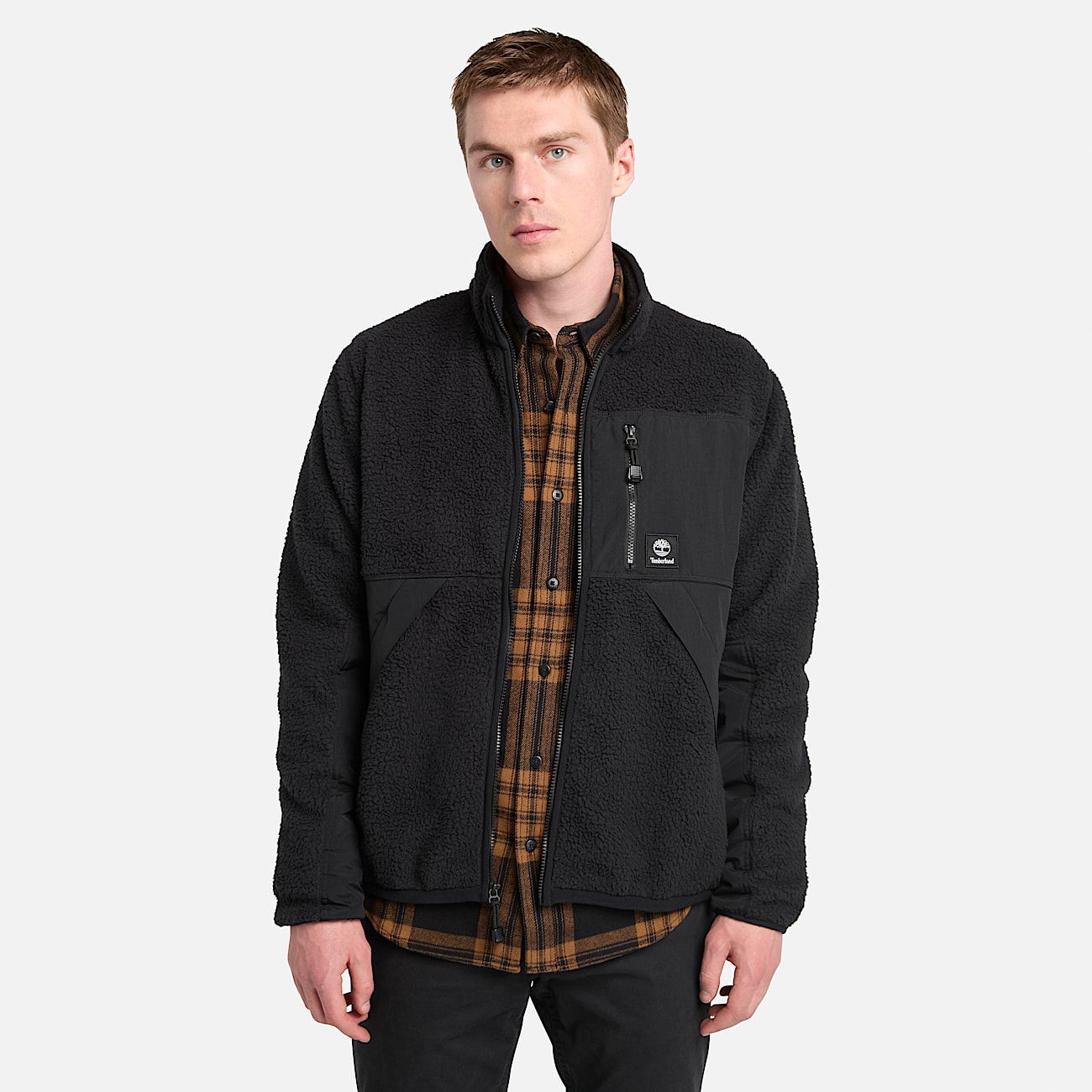 Giacca in Pile a Pelo Lungo da Uomo in colore nero