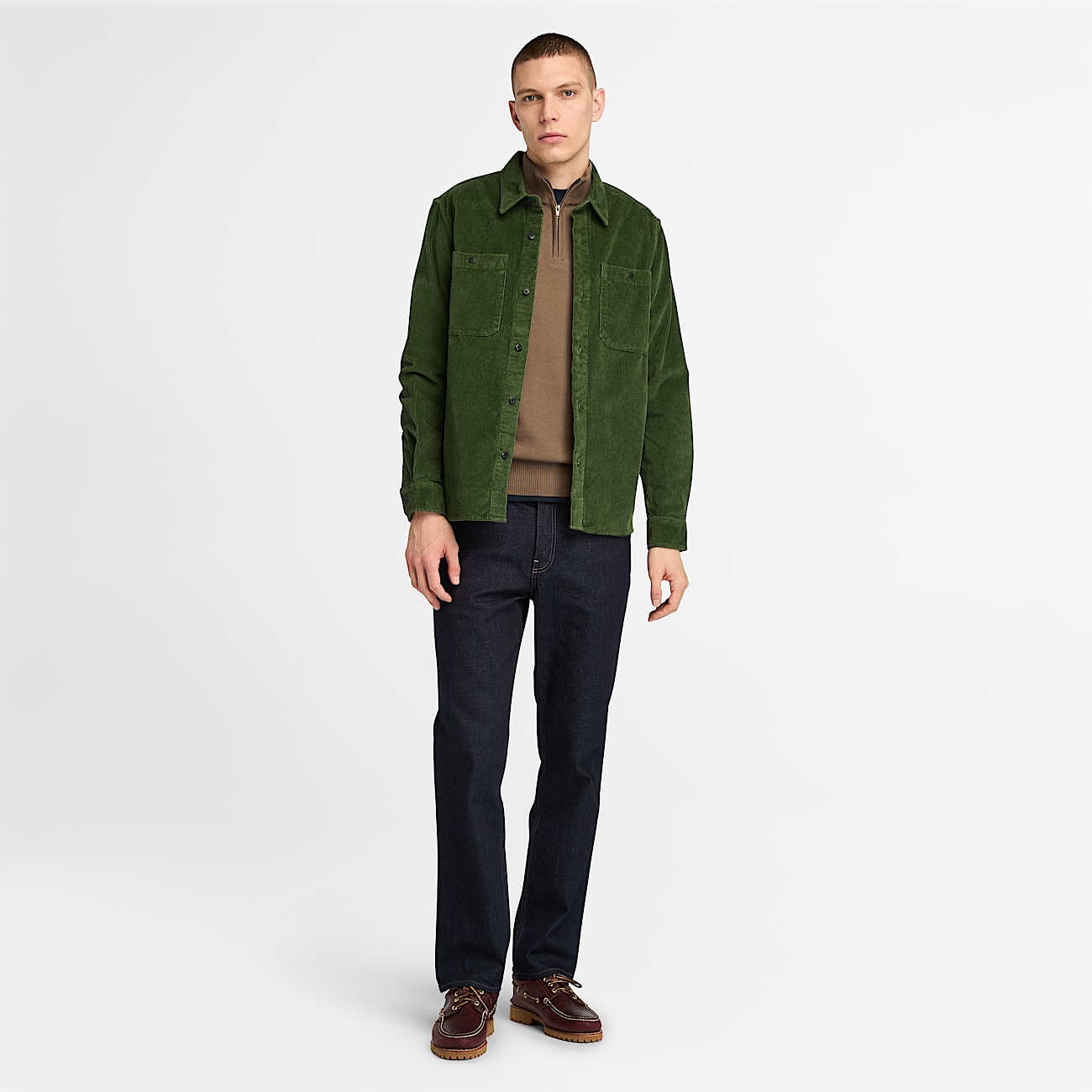 Surchemise en velours côtelé pour homme en vert - 2