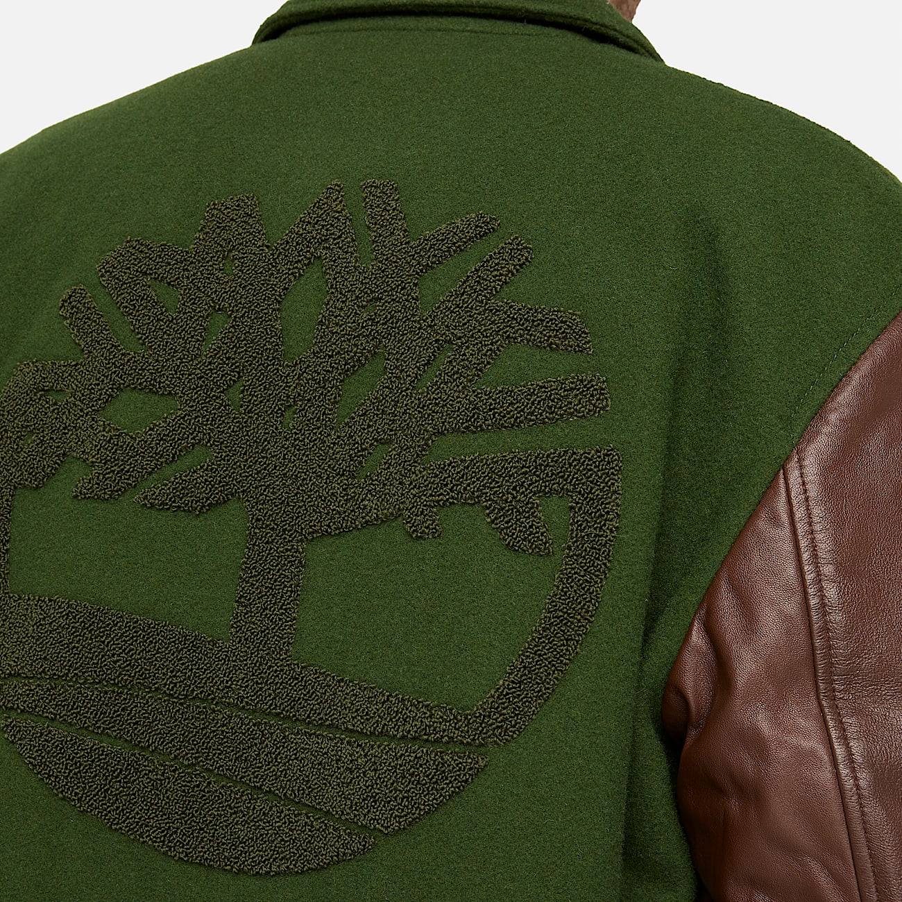 Veste en cuir Letterman unisexe en vert foncé - 4