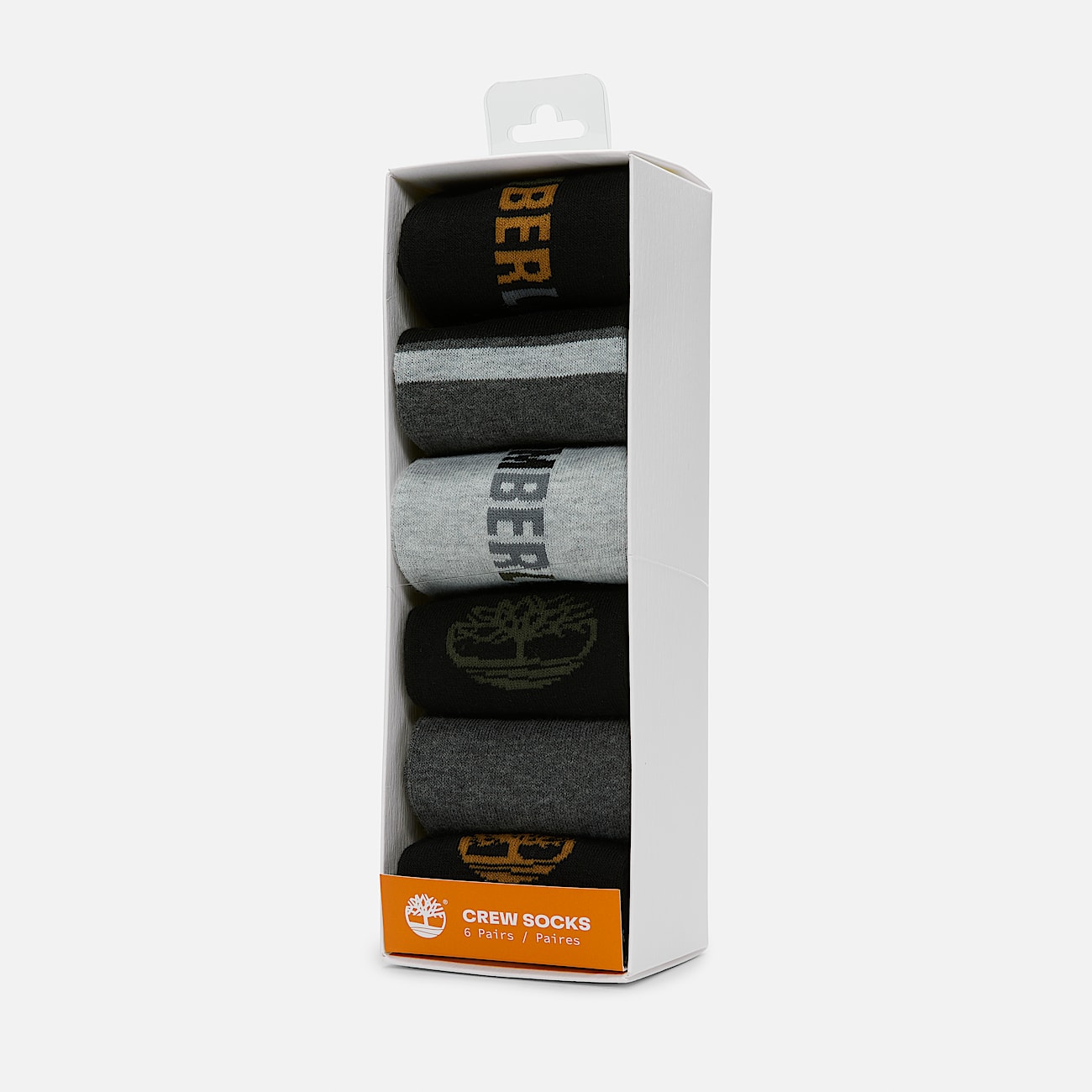 Pack de 6 pares de calcetines altos unisex para regalo con logotipos múltiples de Timberland® en negro - 2