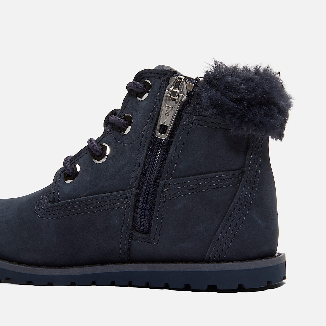 Pokey Pine Boots für Kleinkinder mit flauschigem Rand und Reißverschluss in dunkelblauem Nubukleder - 7