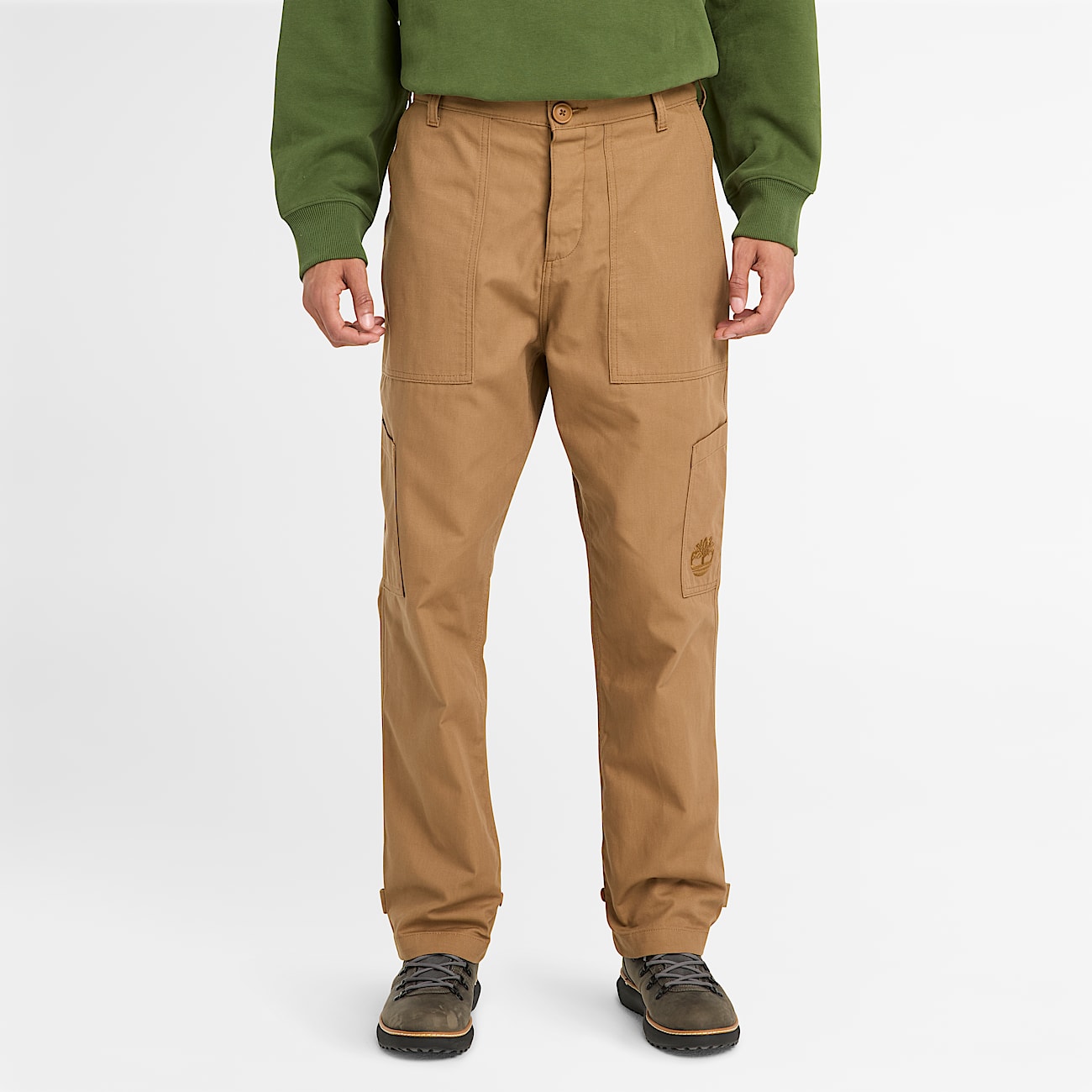 Pantalones tipo cargo de pernera ancha unisex en amarillo oscuro