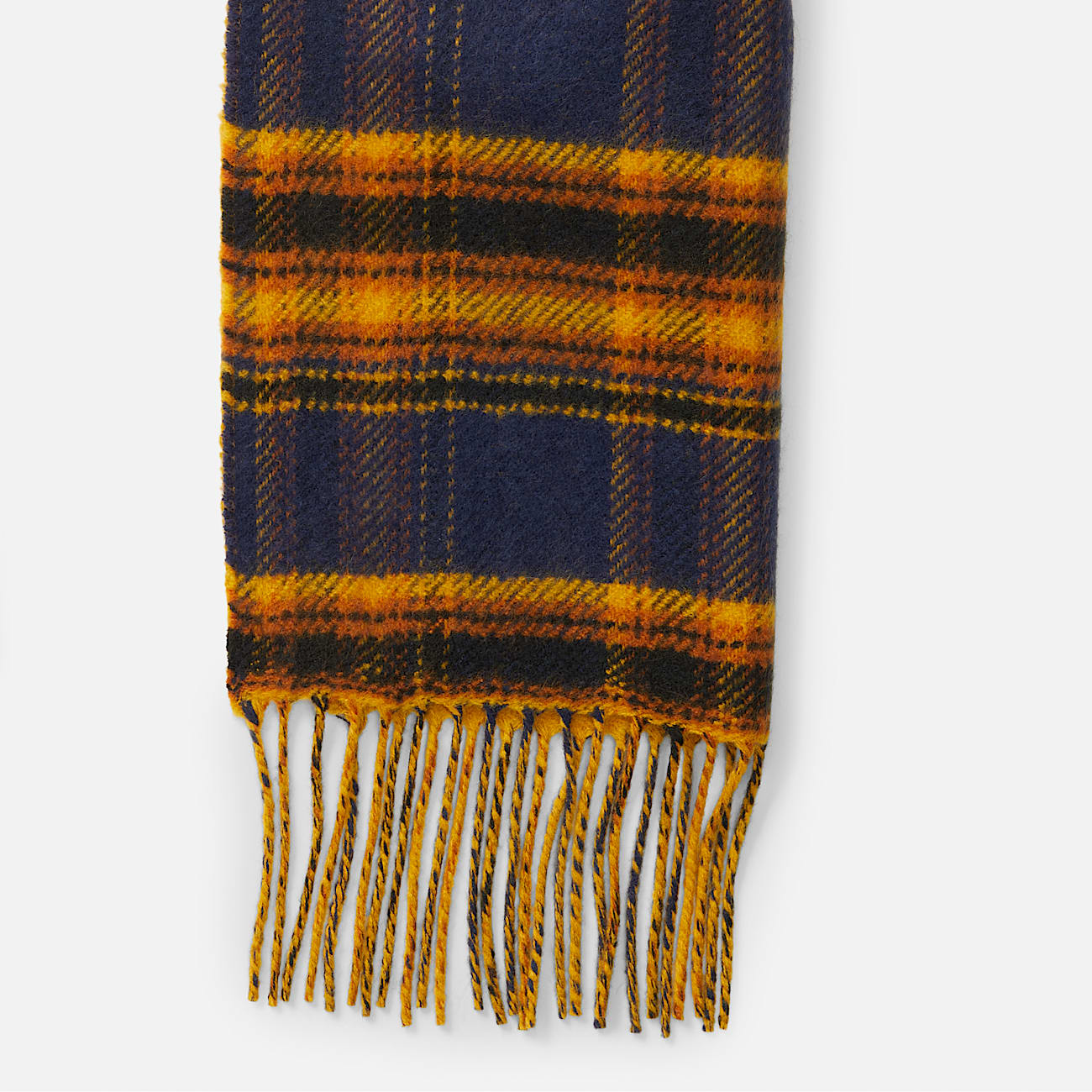 Bufanda a cuadros en jacquard para hombre en azul marino/amarillo