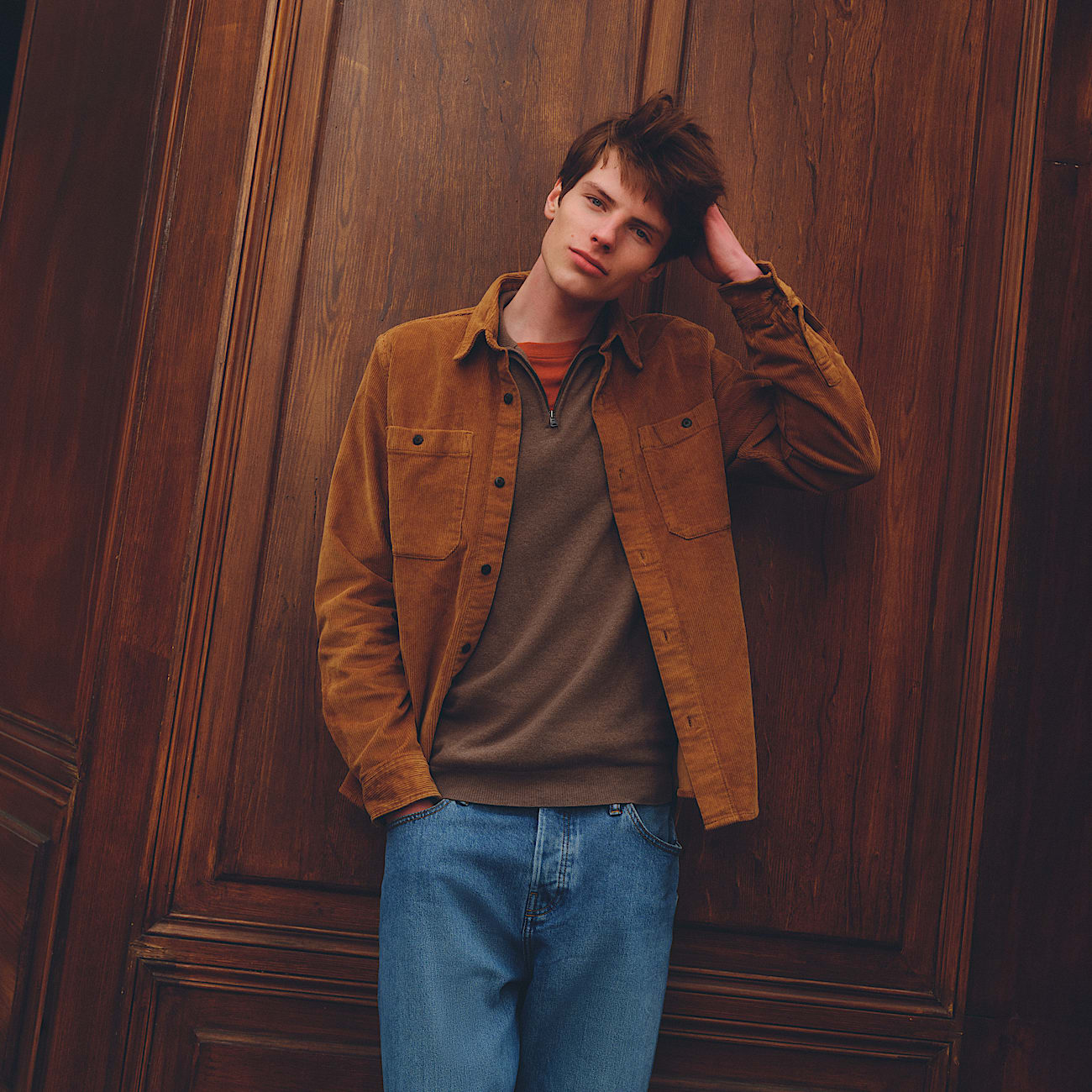 Corduroy Overshirt for Men in Dark Yellow