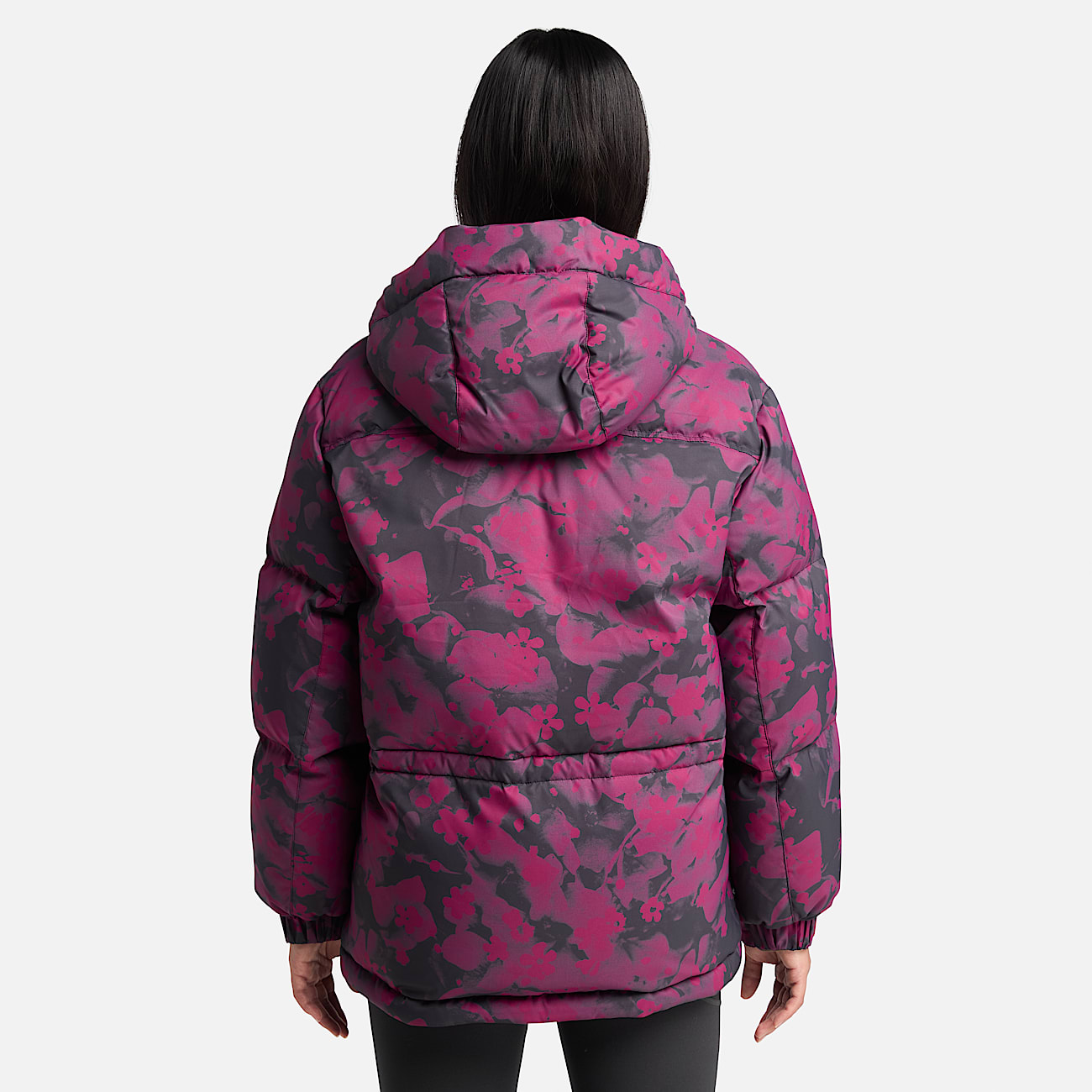 Howker Recycled Down Printed Puffer Jacket for Women in Dark Red