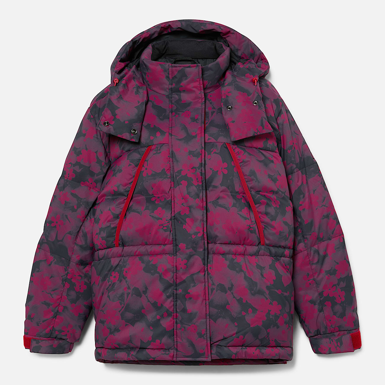 Howker Recycled Down Printed Puffer Jacket for Women in Dark Red